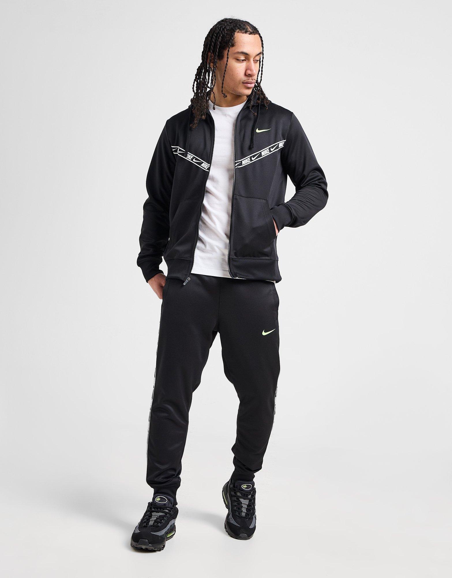 【NIKE】Nike Tape Full Zip Hoodie★着るだけオシャレ!! Black Nike Tape Polyknit Full Zip Hoodie - JD Sports Global