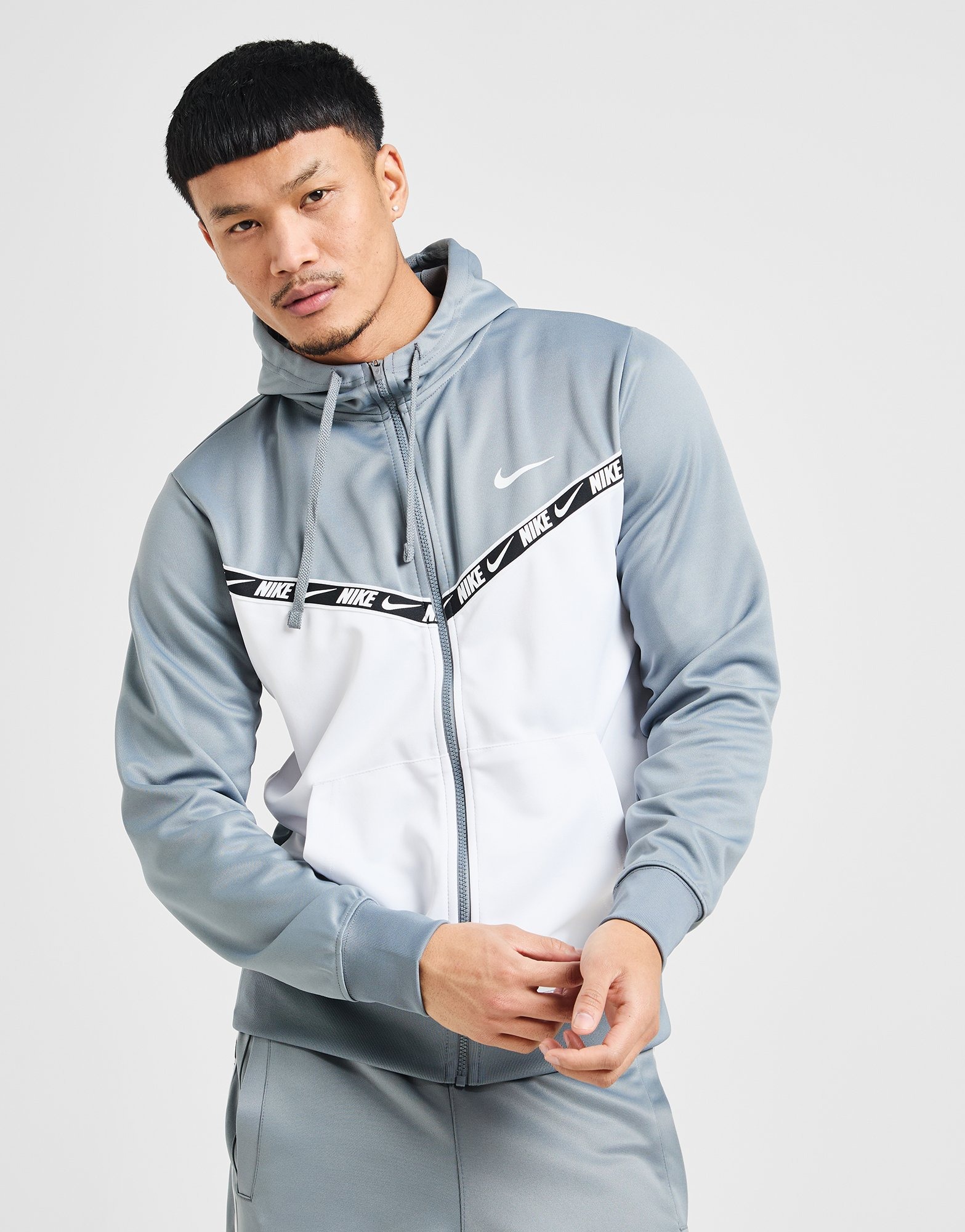 nike tape fleece overhead hoodie grey