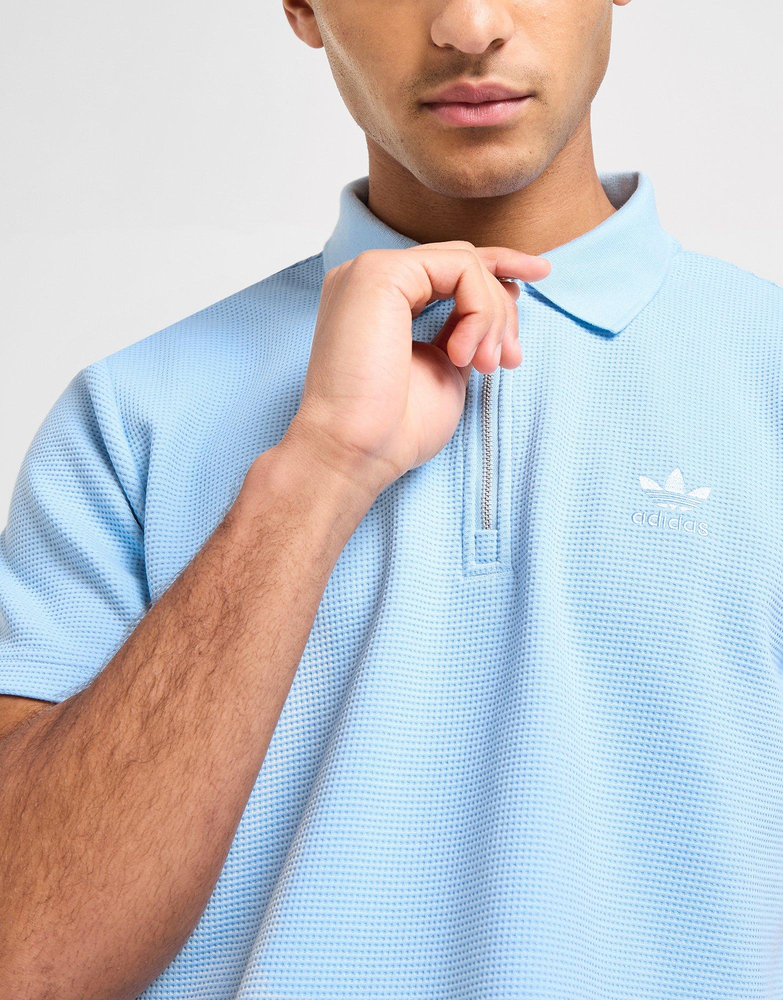トップス adidas WAFFLE SHORT SLEEVE POLO SHIRT XL Blue adidas Originals Waffle Polo Shirt - JD Sports Global