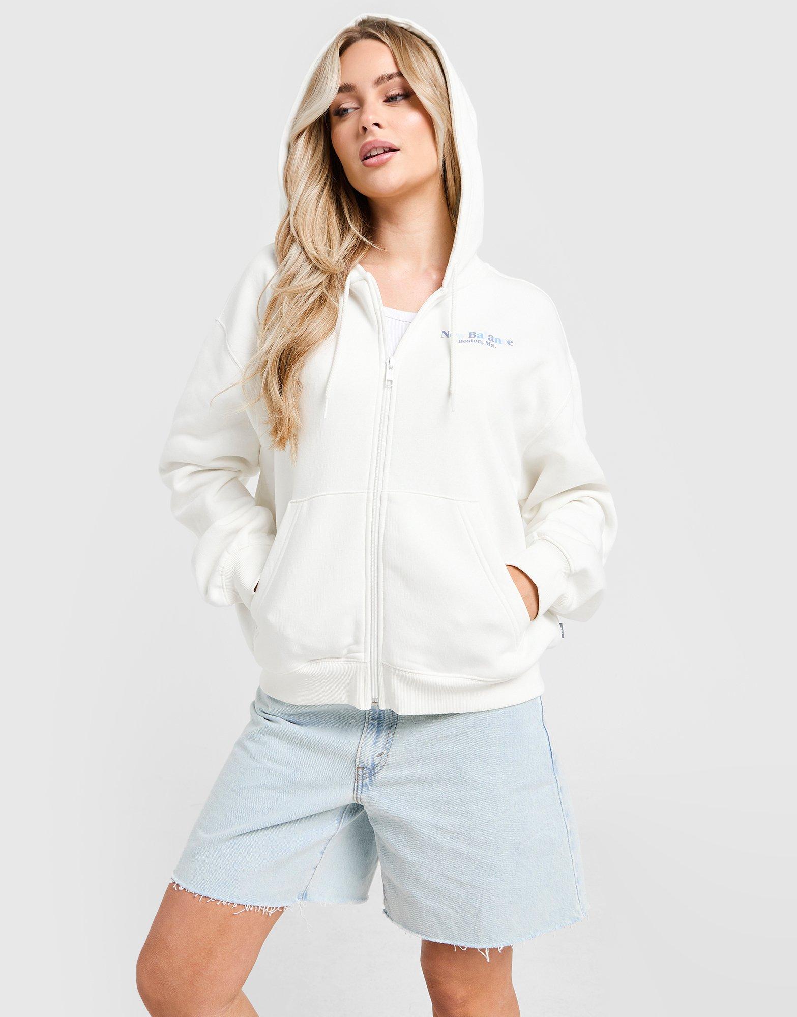 White New Balance Tones Full Zip Boyfriend Hoodie JD Sports