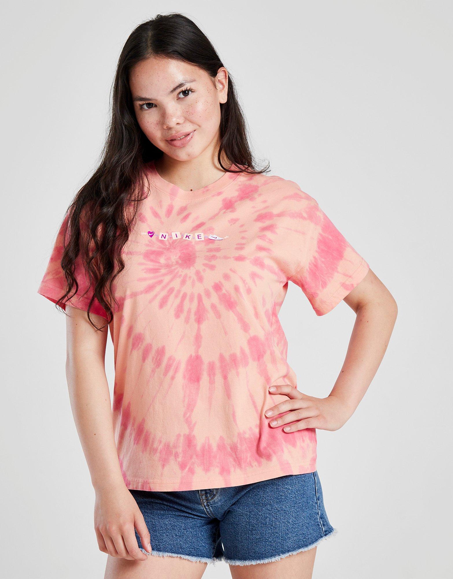 Pink Nike Girls' Tie Dye Boyfriend T-Shirt Junior JD Sports UK