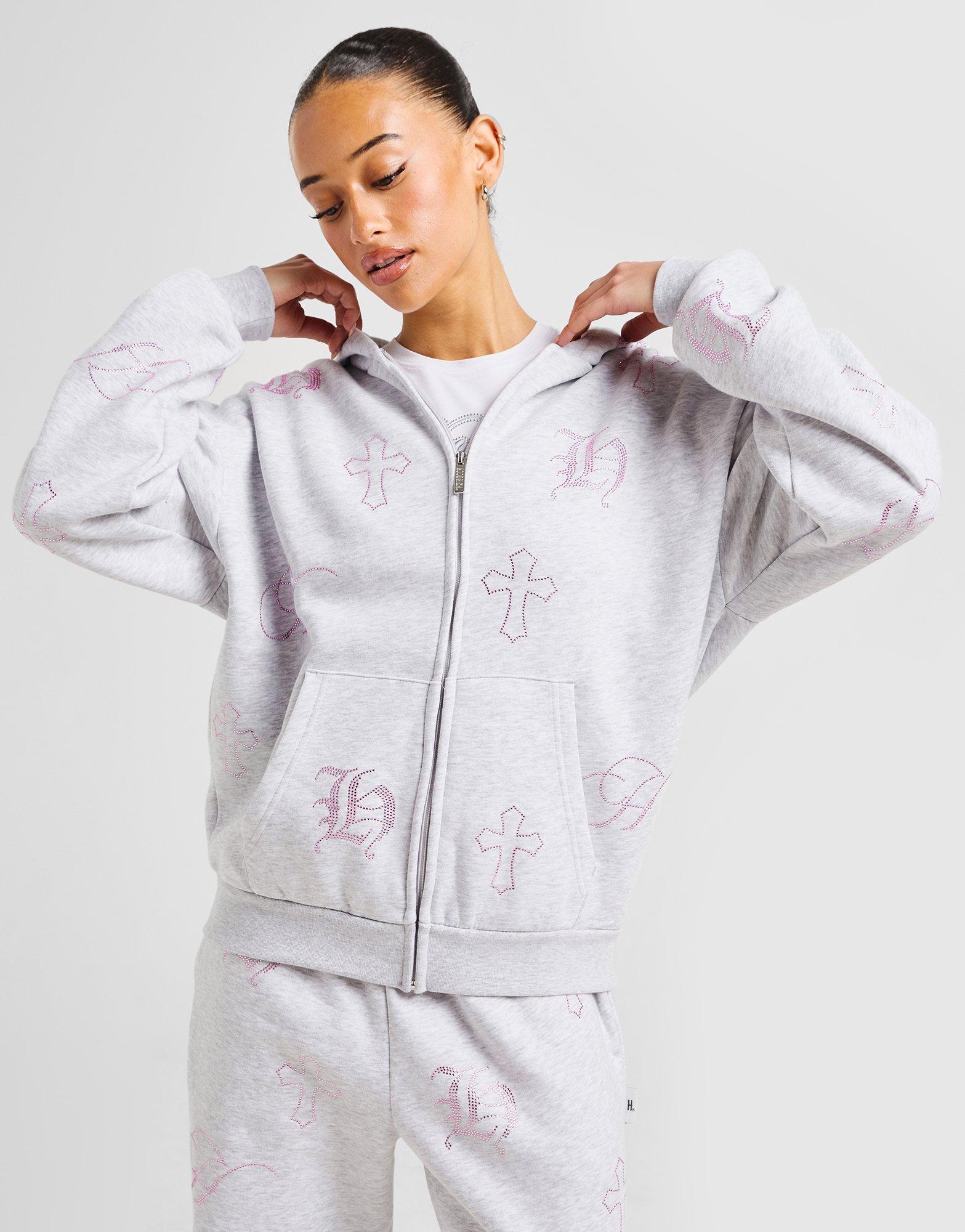 STAN line stone logo zip hoodie