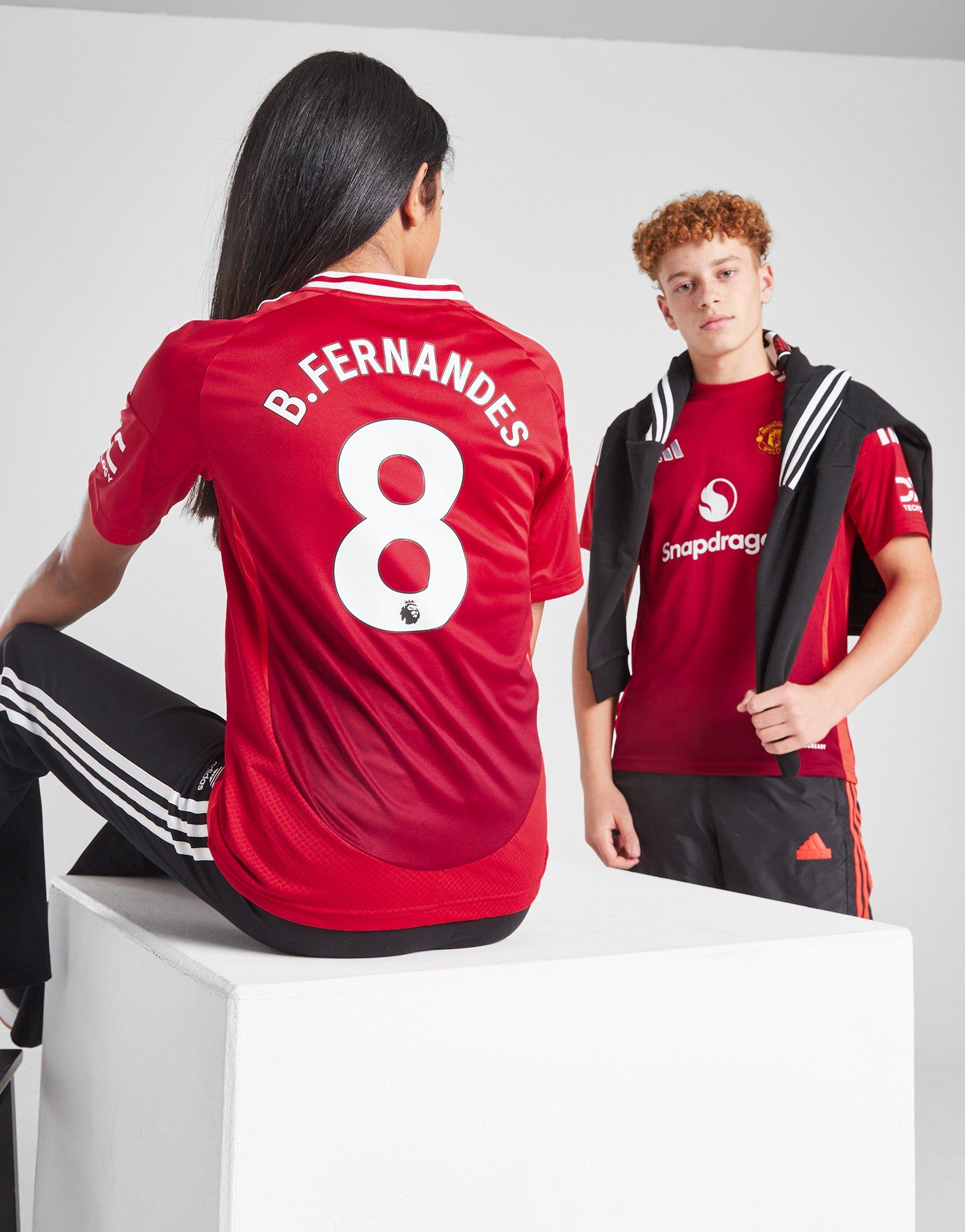 Red adidas Manchester United 24/25 Fernandes 8 Home Shirt JR JD