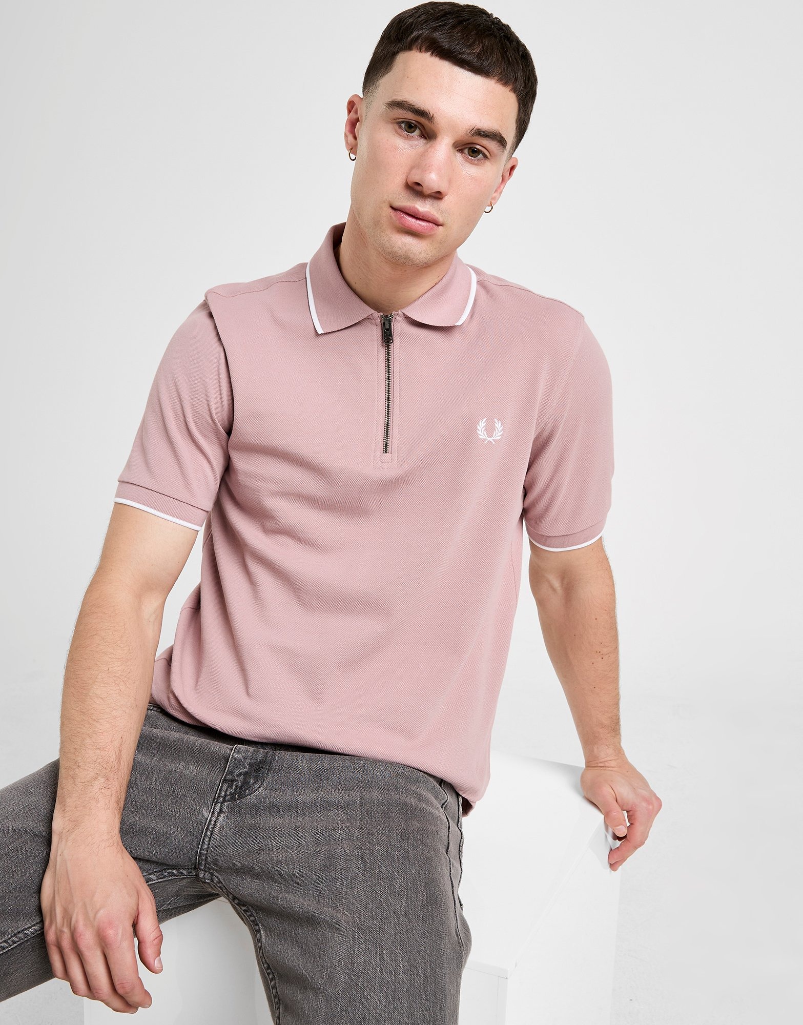 Pink Fred Perry Zipped Polo Shirt - JD Sports Danmark
