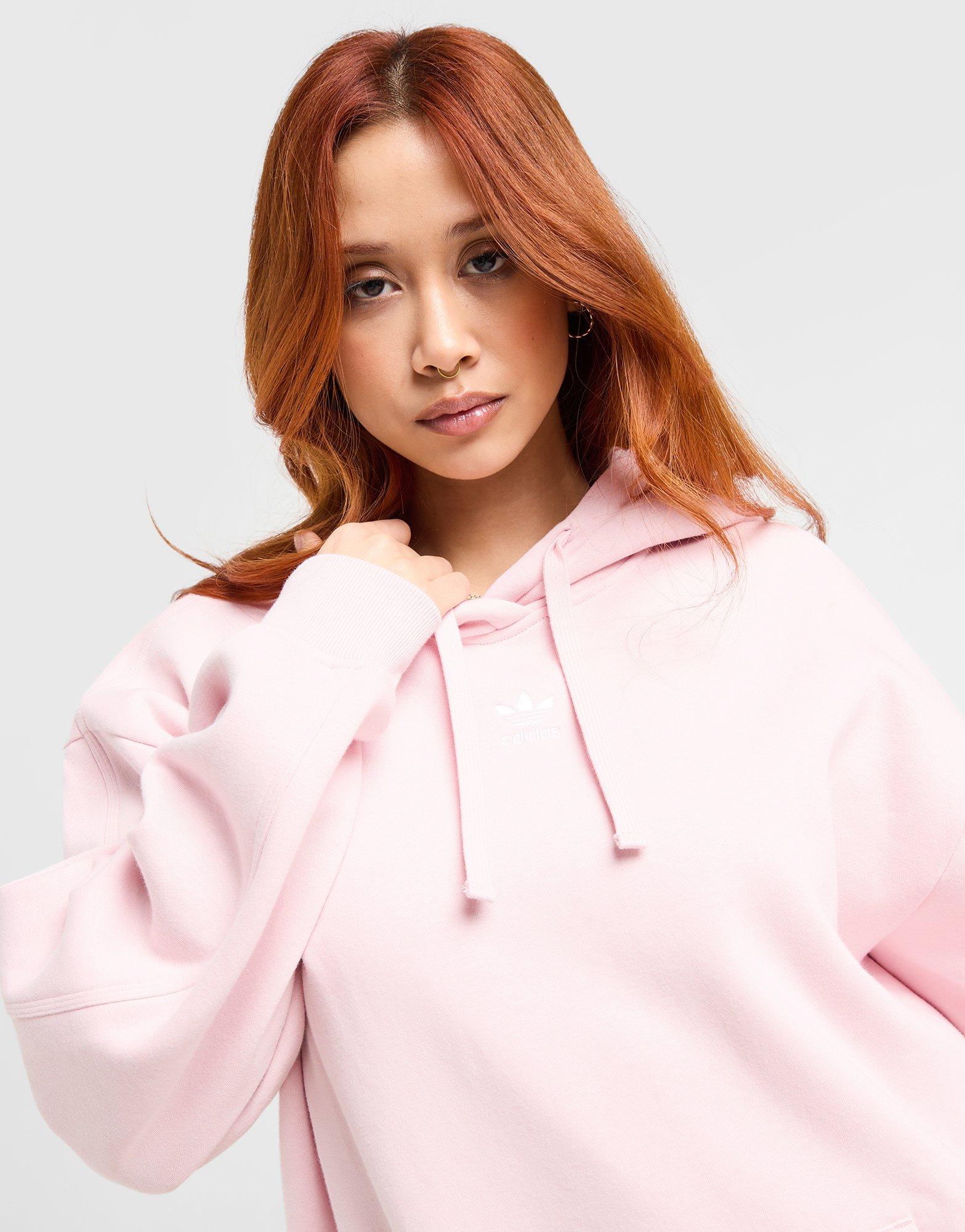 Hoodie Pink Adidas Womens Clothing Pink Adidas Originals Trefoil