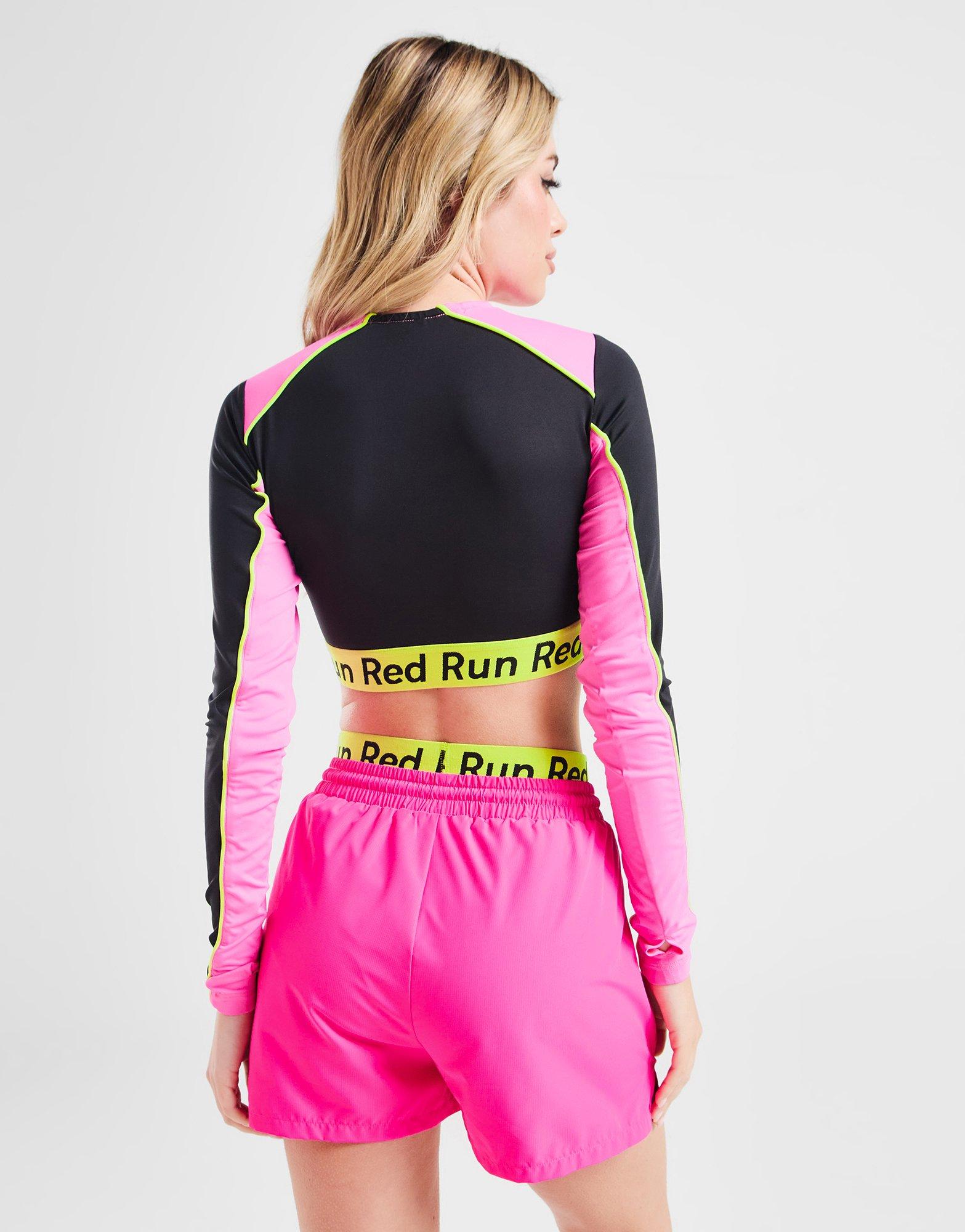 Red Run Activewear Twin Flame Cutout Long Sleeve Crop Top