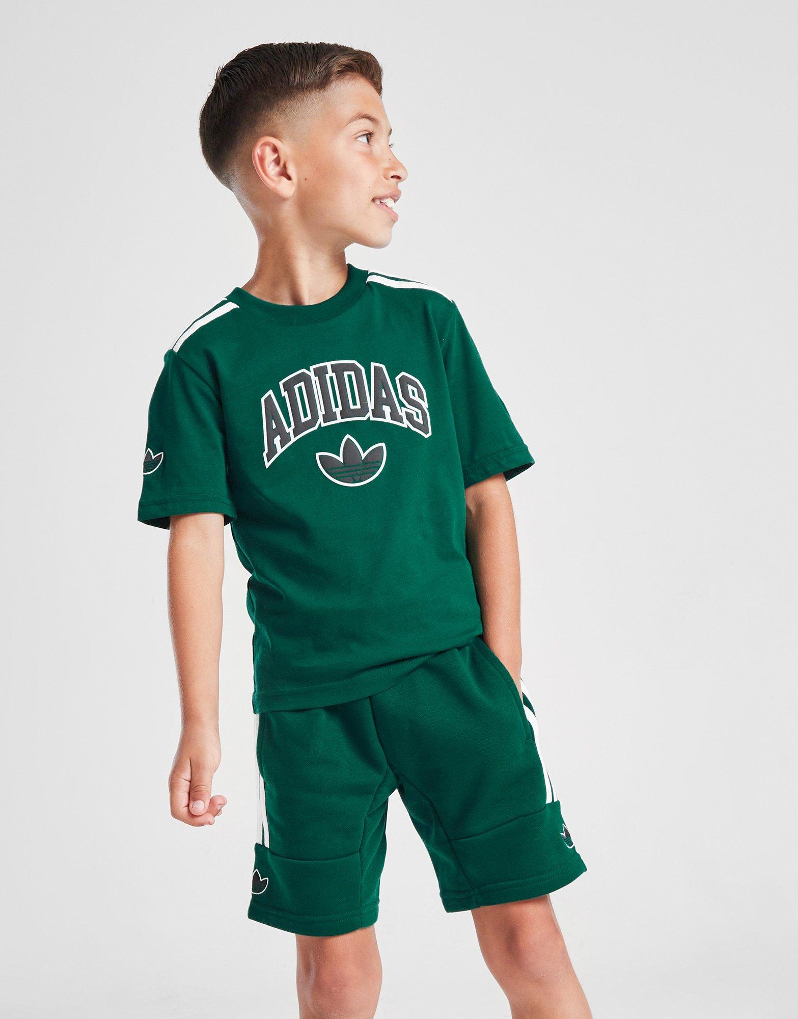 Green adidas Originals Varsity T-Shirt/Shorts Set Children