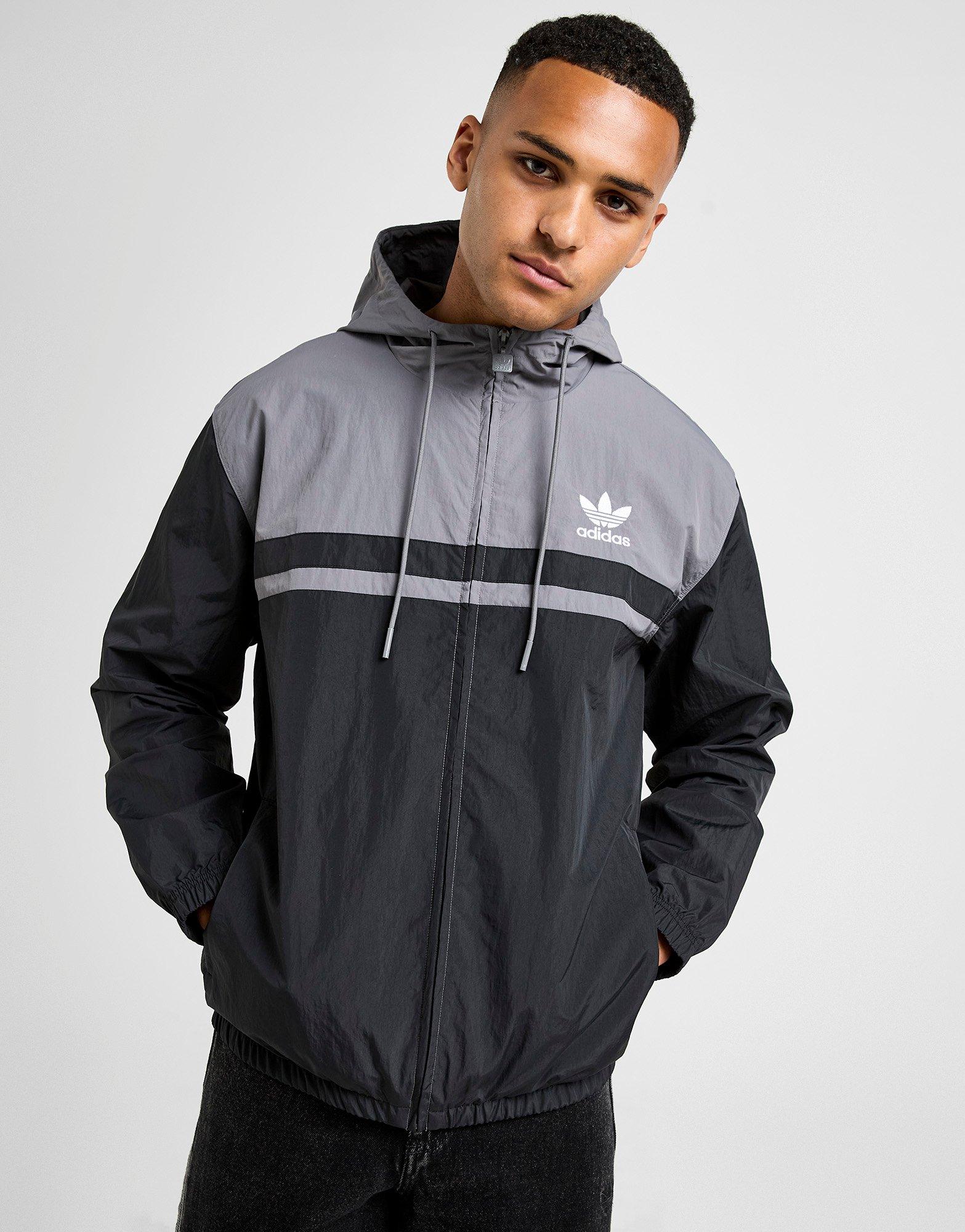 Black adidas Originals Colour Block Vintage Windbreaker - JD
