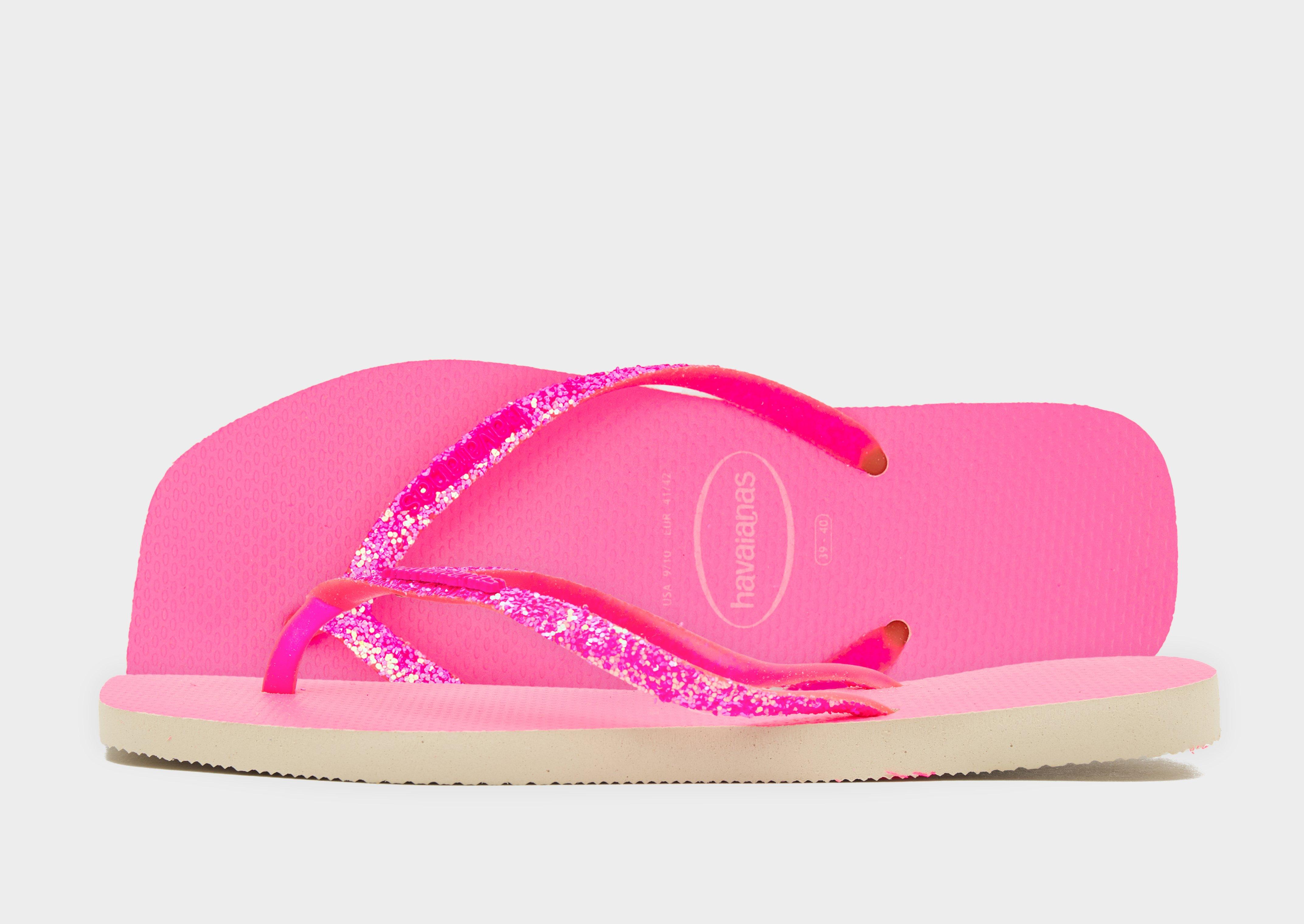 Pink Havaianas Slim Square Glitter Flip Flops Women's JD Sports