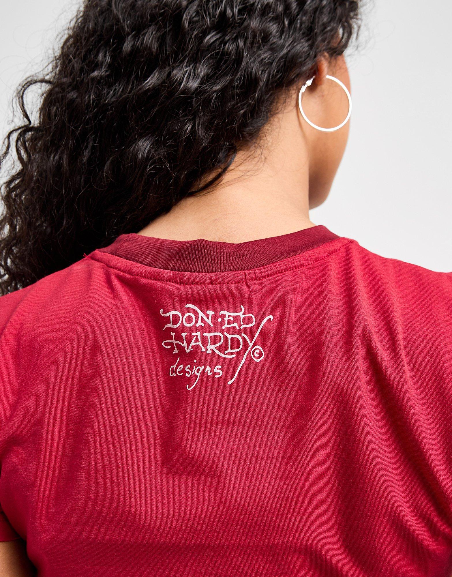 Ed Hardy☆Skull Diamante Ringer T-Shirt Tシャツ 2色【UK発】 Red Ed Hardy Skull Diamante Ringer T-Shirt - JD Sports Global
