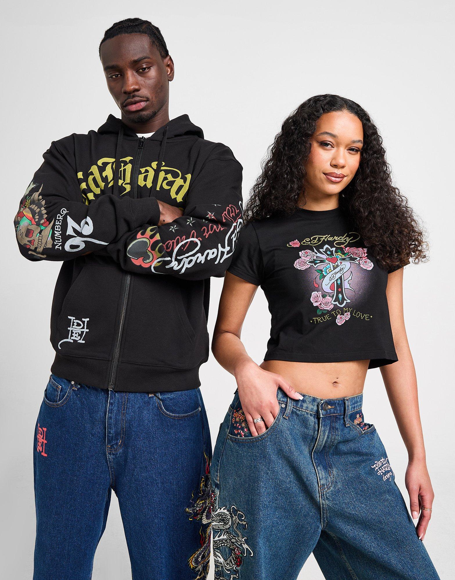 特価/完売前に【Ed Hardy】Cross Diamante Baby Tシャツ 2色 Black Ed Hardy Cross Diamante Baby T-Shirt - JD Sports Global