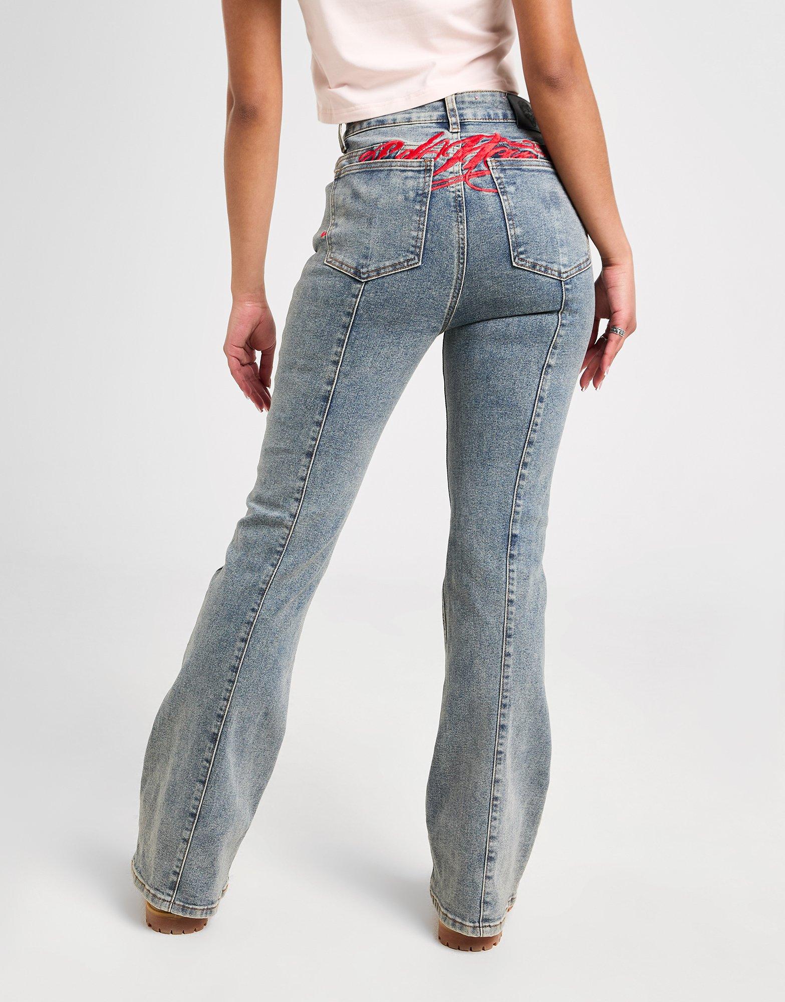 Ed Hardy Floral Cross Flare Jeans