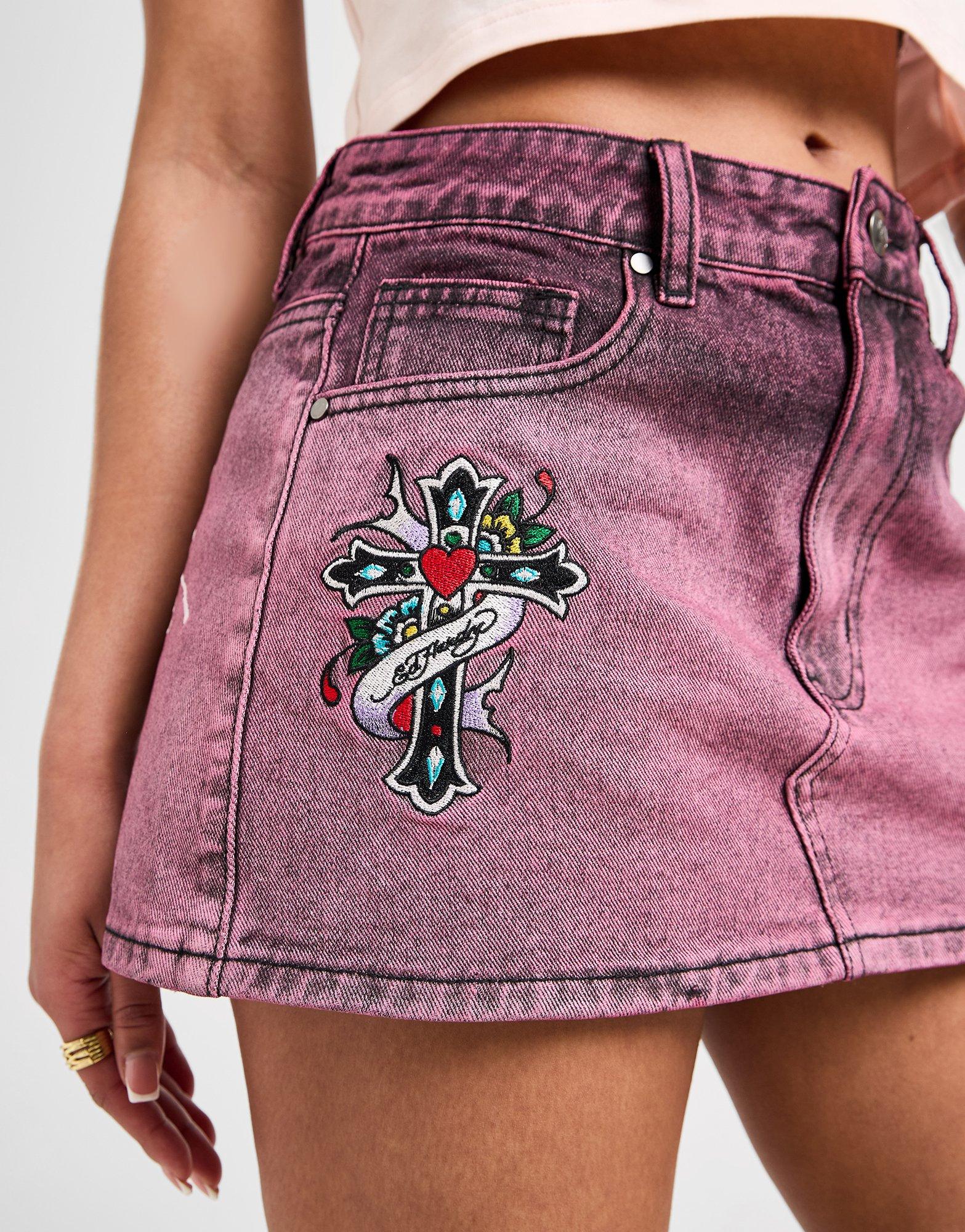 Ed Hardy Cross Denim Mini Skirt