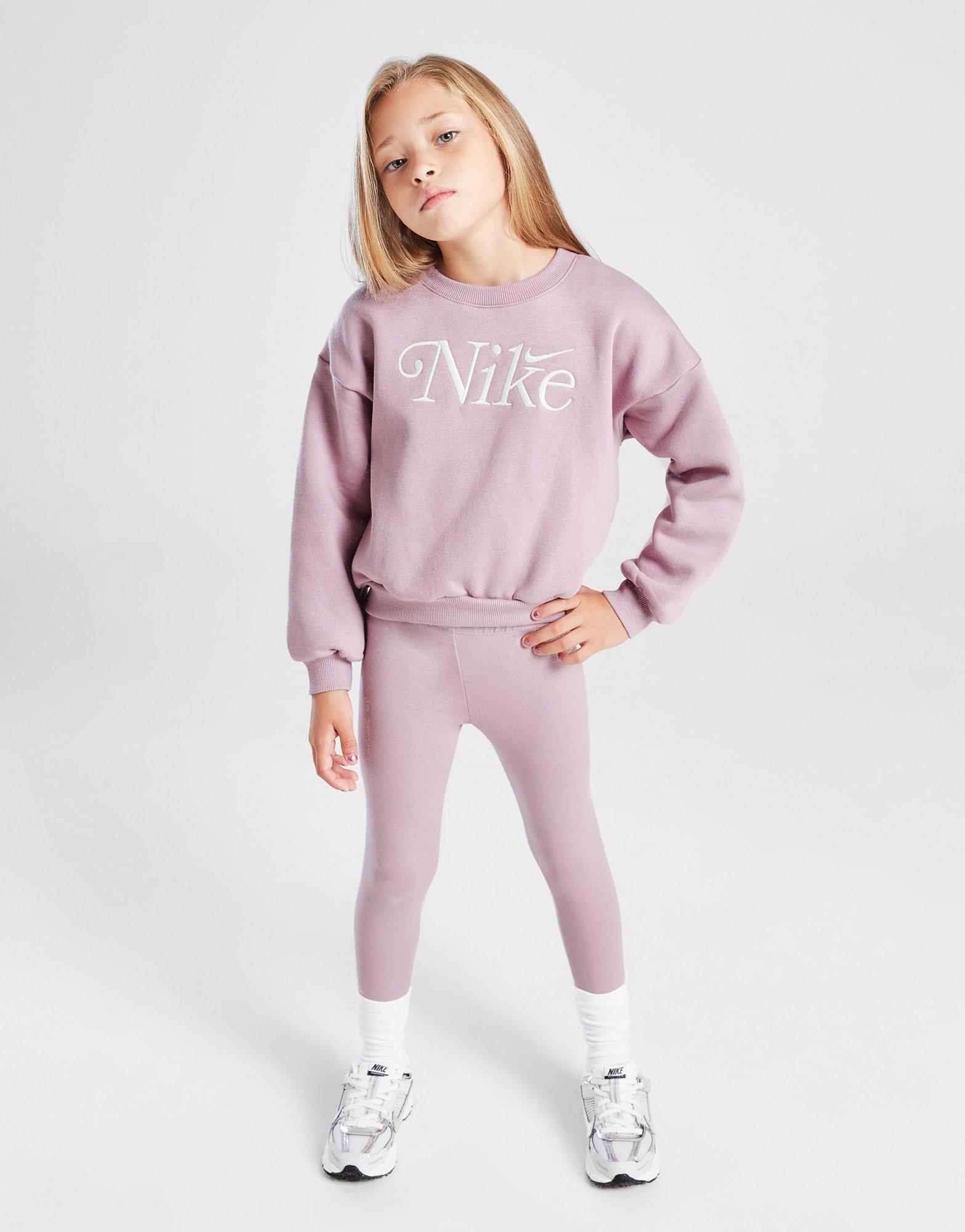 Nike Girls' Embroidered Shine Crew Tracksuit Children