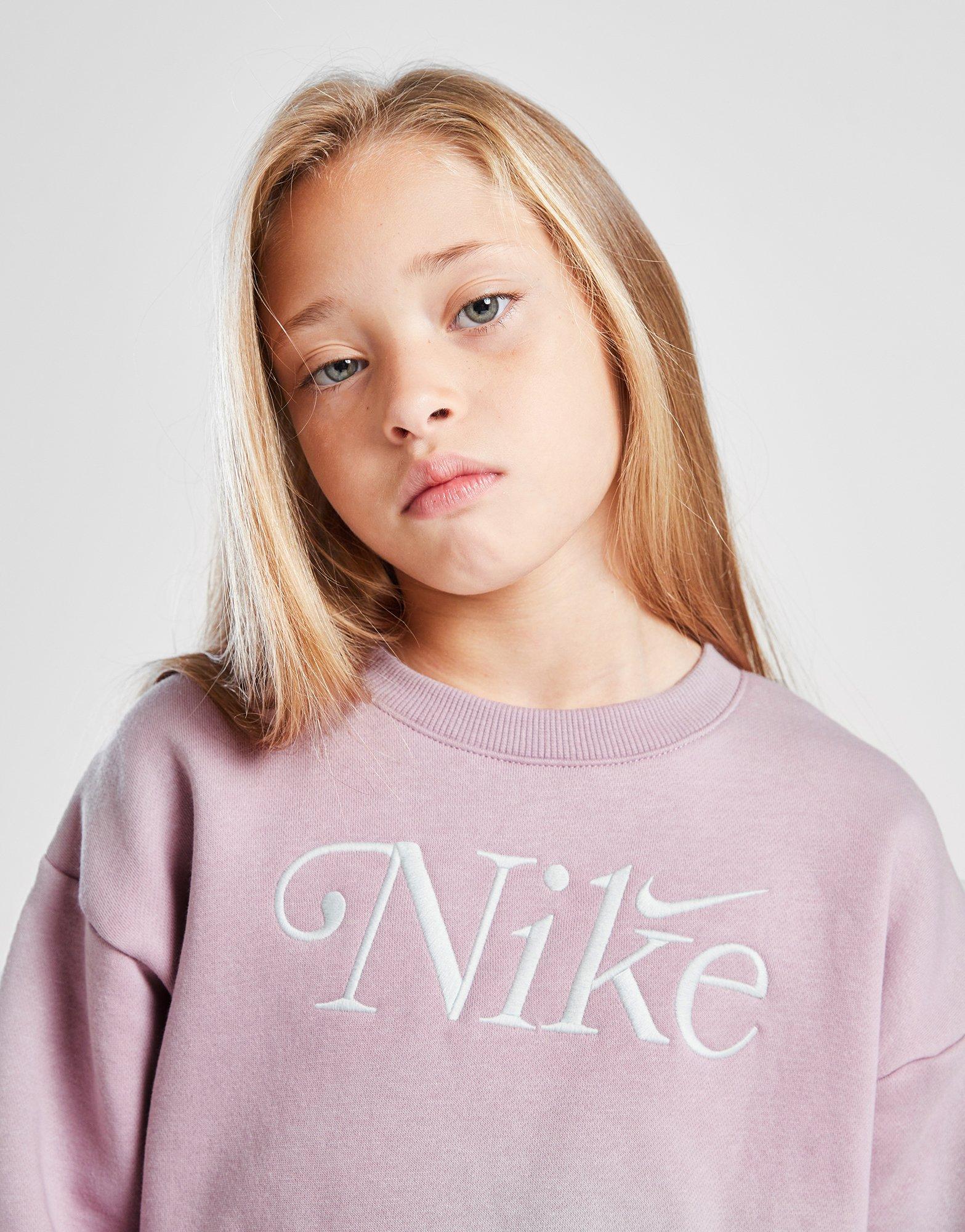 Nike Girls' Embroidered Shine Crew Tracksuit Children