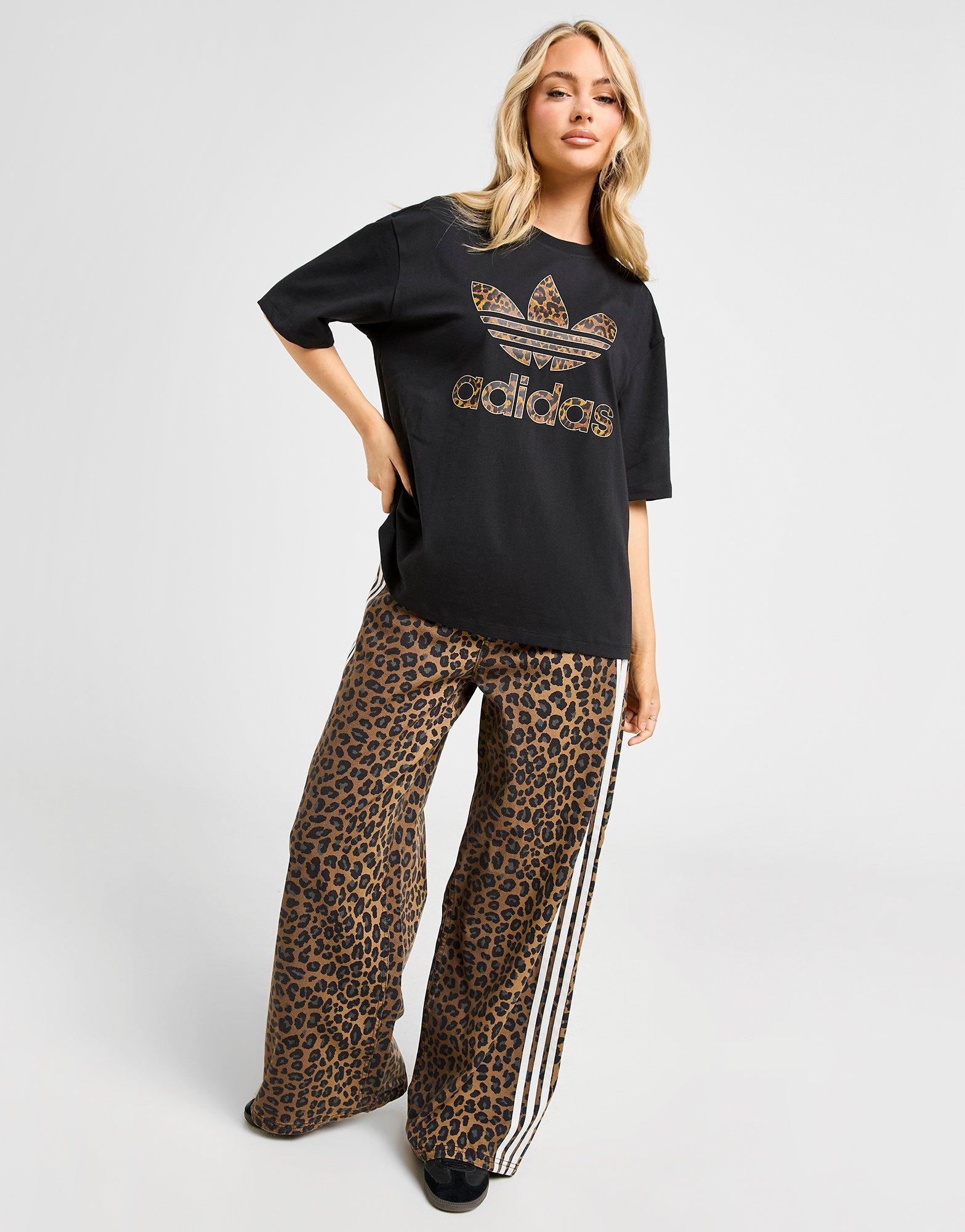 ★ADIDAS ORIGINALS★ Leopard Print Trefoil Boyfriend T-Shirt Black adidas Originals Leopard Print Trefoil Boyfriend T