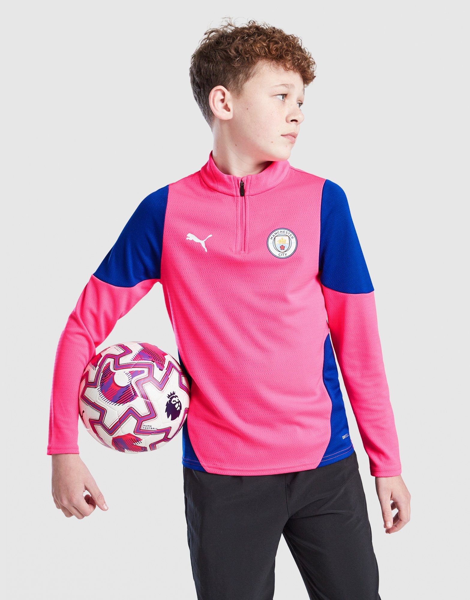 Pink PUMA Manchester City FC Training 1/4 Zip Top Junior - JD