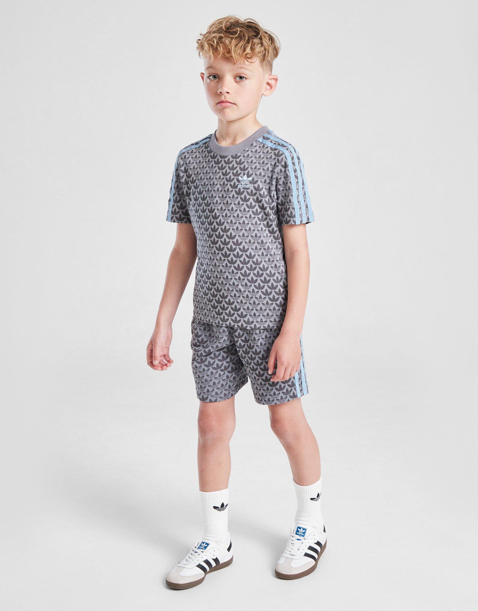 adidas Originals Monogram Print T-Shirt/Shorts Set Children
