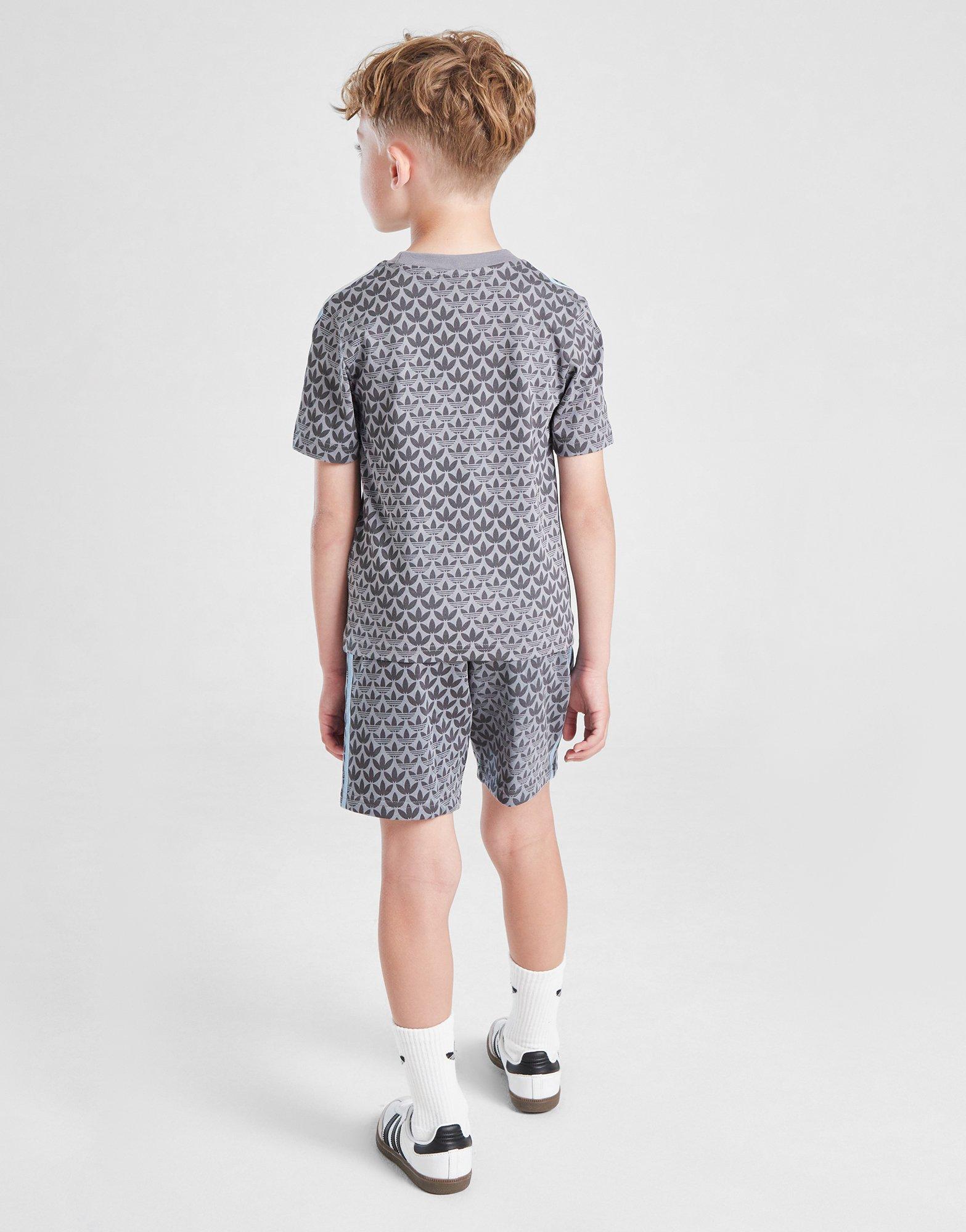 adidas Originals Monogram Print T-Shirt/Shorts Set Children