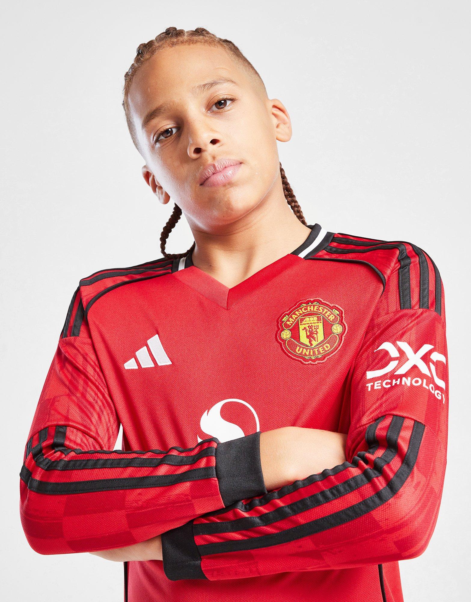 adidas Manchester United 25/26 Long Sleeve Home Shirt Jnr