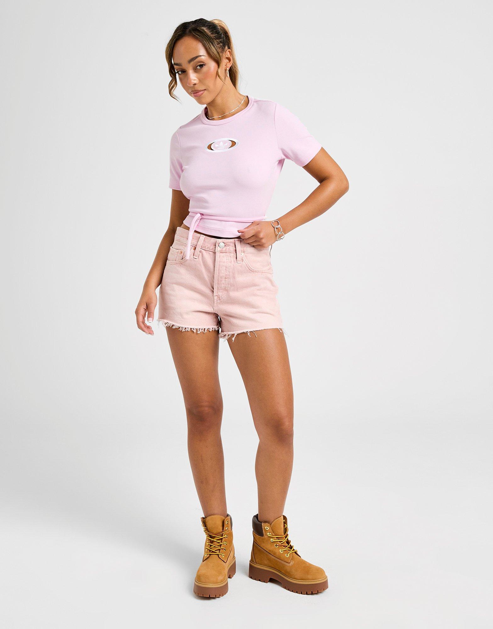 【ADIDAS】Cutout Ribbed Tee - Pink / KE3737 Pink adidas Originals Ribbed Cut Out T-Shirt - JD Sports Global