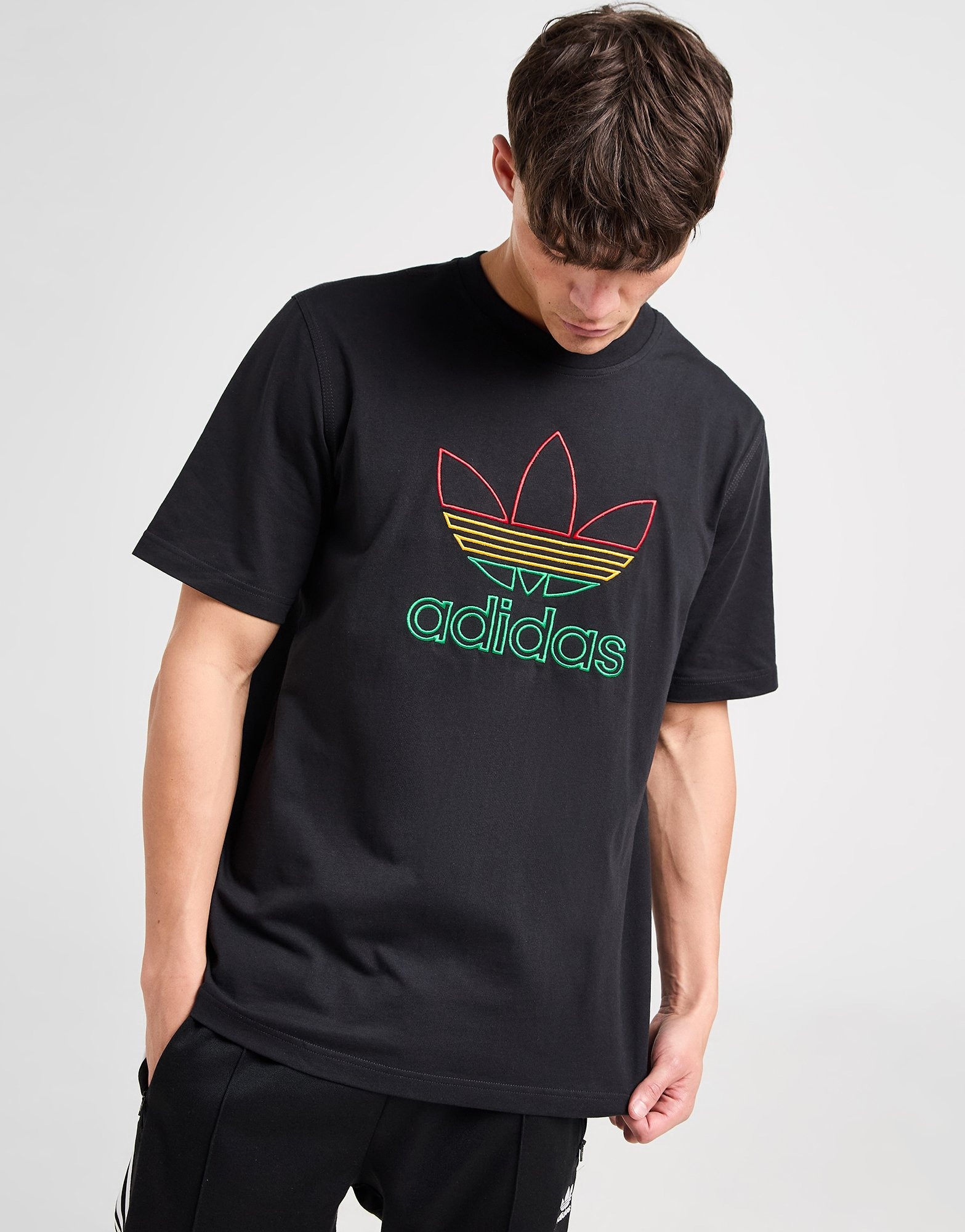 Black adidas Originals Multi Outline Trefoil T-Shirt | JD Sports UK