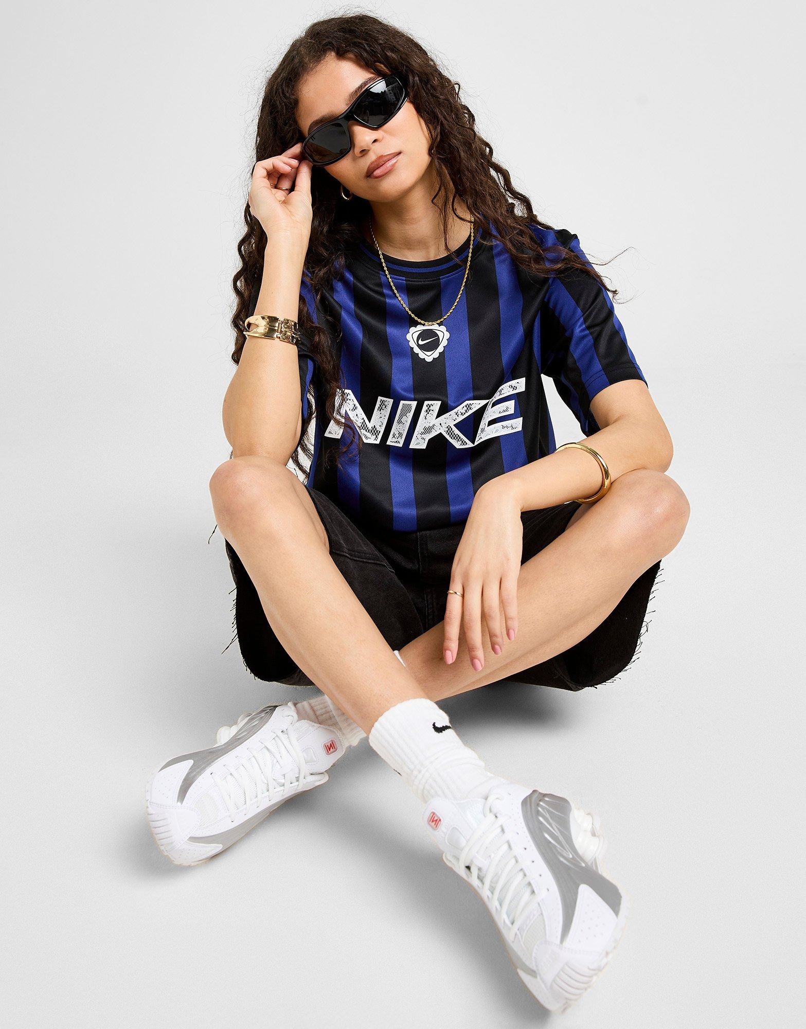 Blue Nike Football Stripe Oversized Shirt | JD Sports UK 