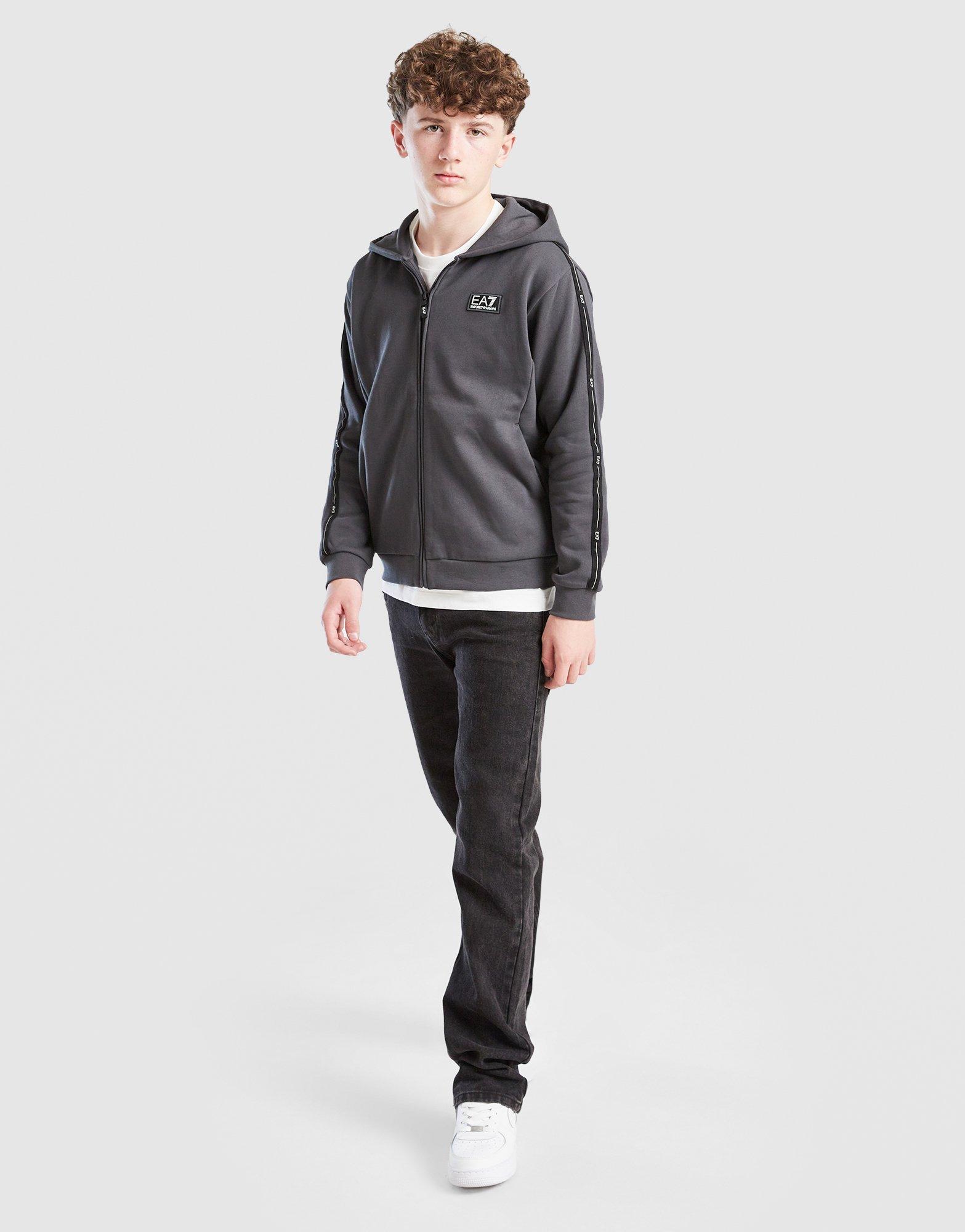 EA7 Emporio Armani Sweat à capuche zippé en polaire Tape Junior