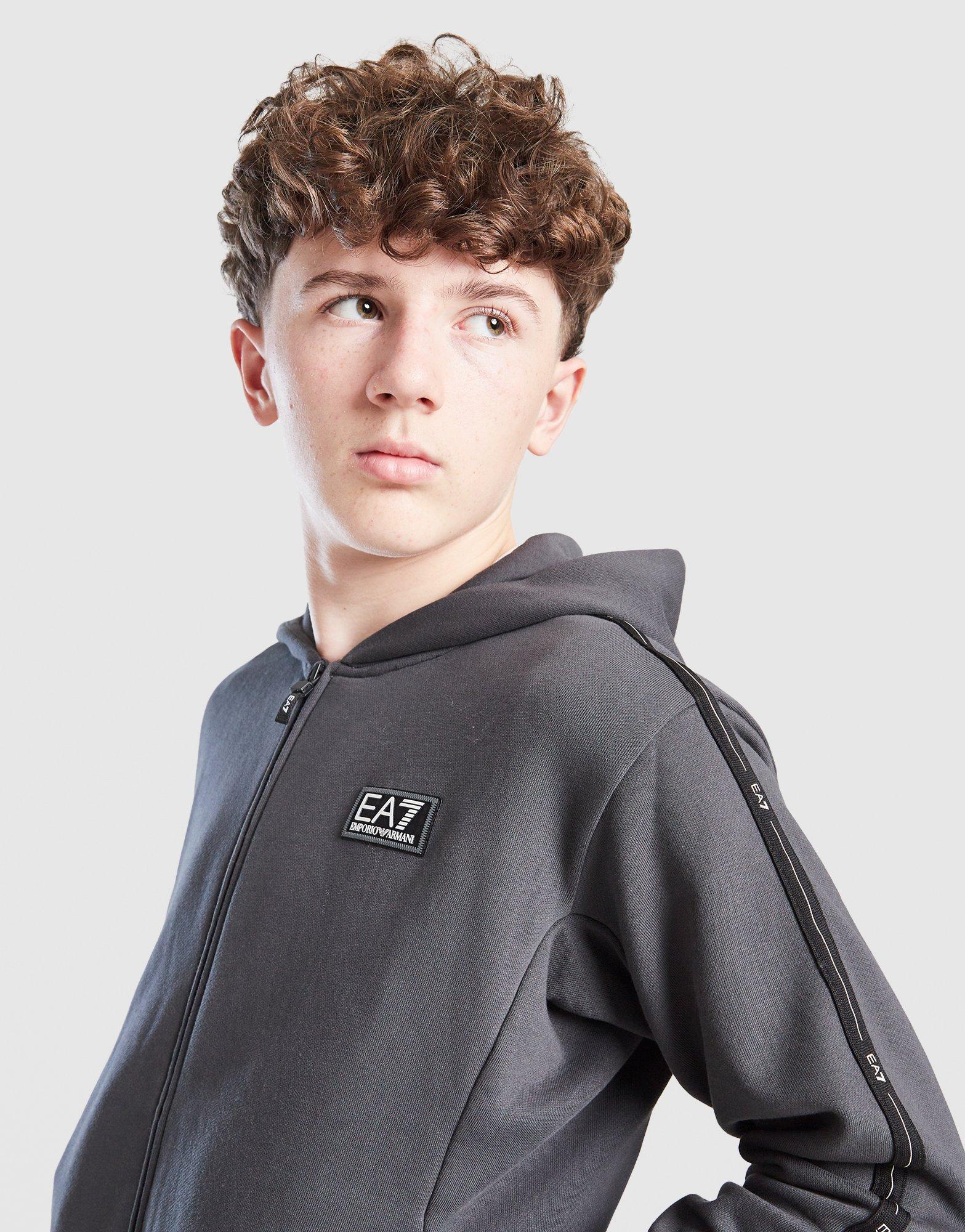 EA7 Emporio Armani Sweat à capuche zippé en polaire Tape Junior