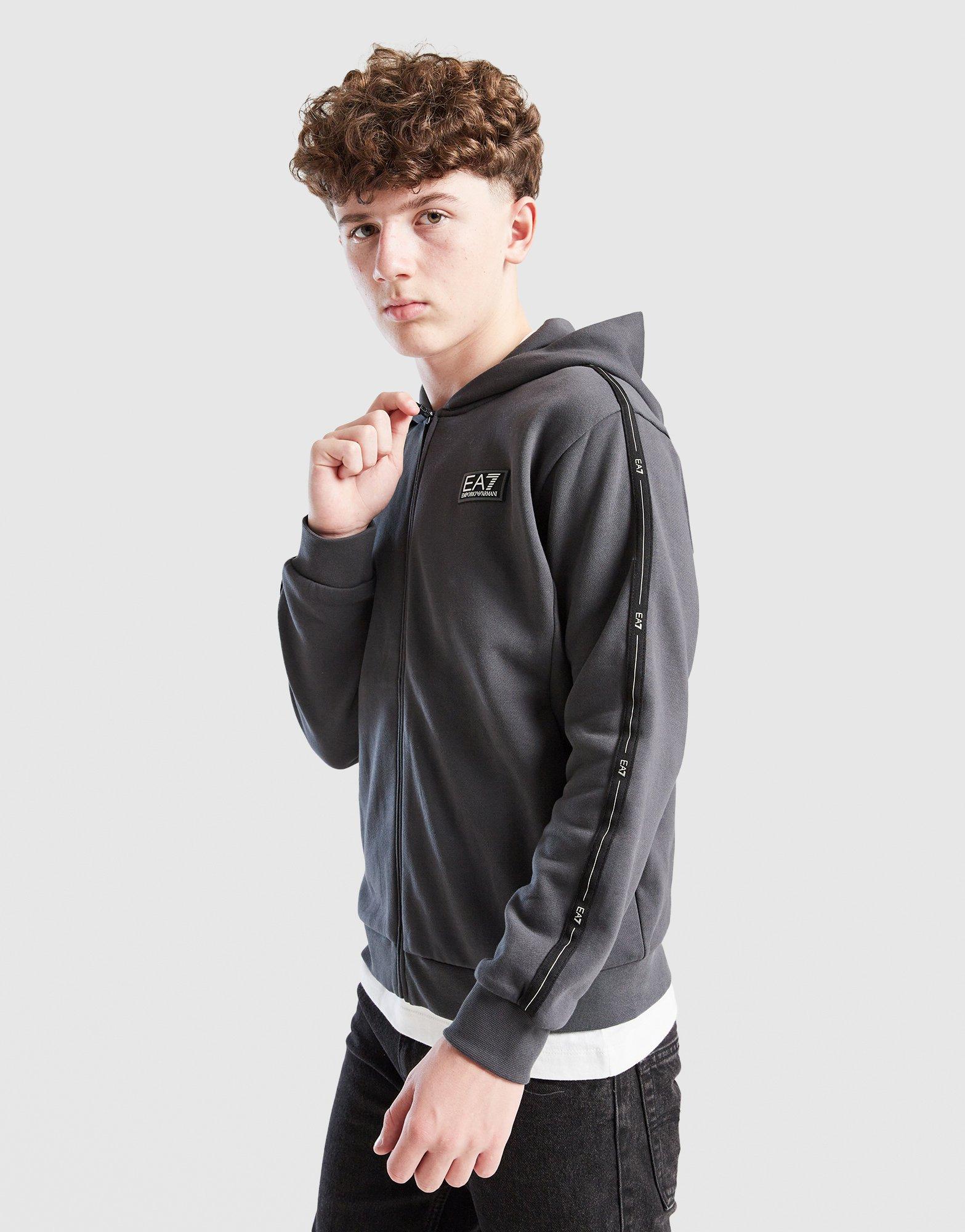 EA7 Emporio Armani Felpa con Cappuccio Full Zip Fleece Tape Junior