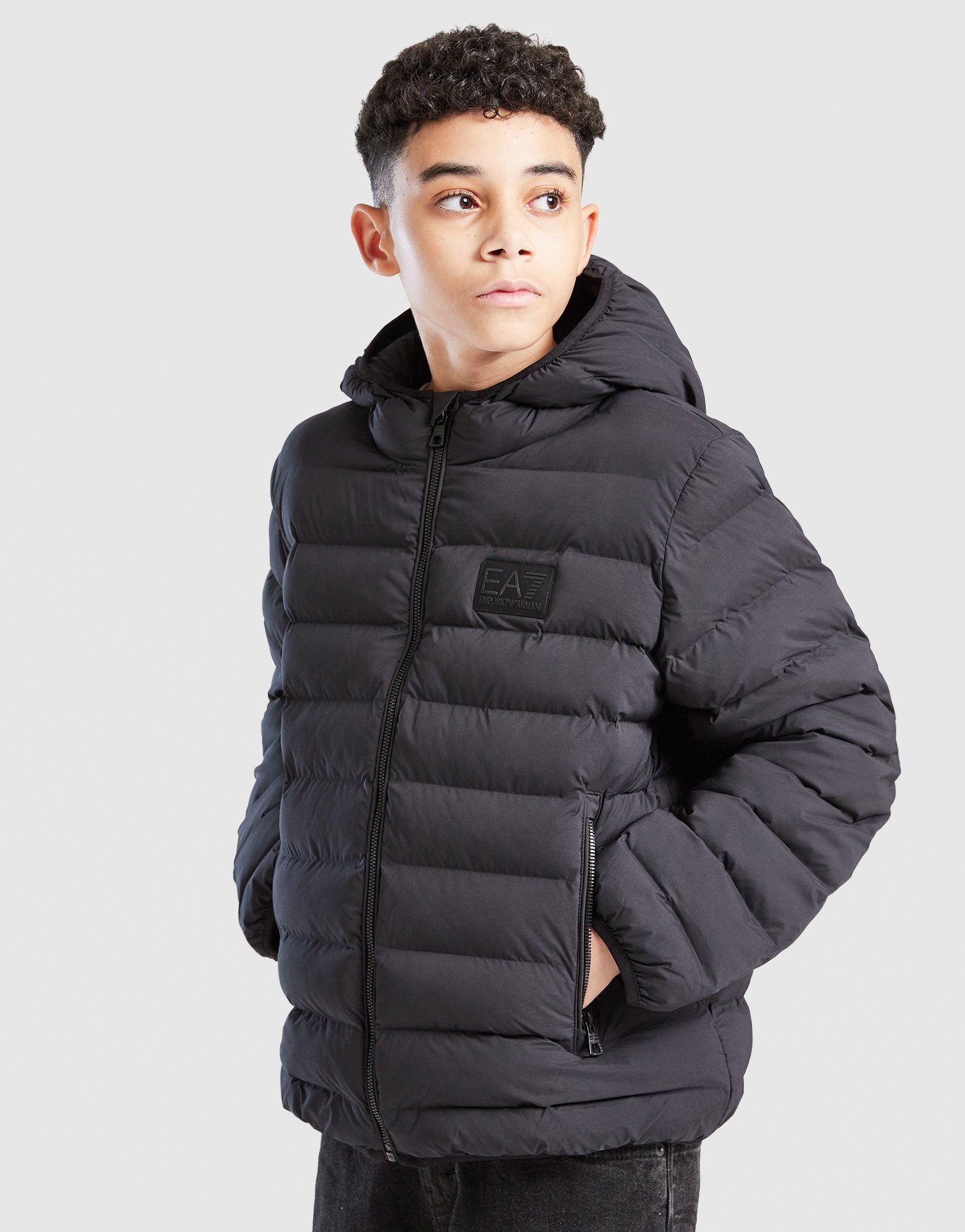 Black EA7 Emporio Armani Padded Jacket Junior - JD Sports Global