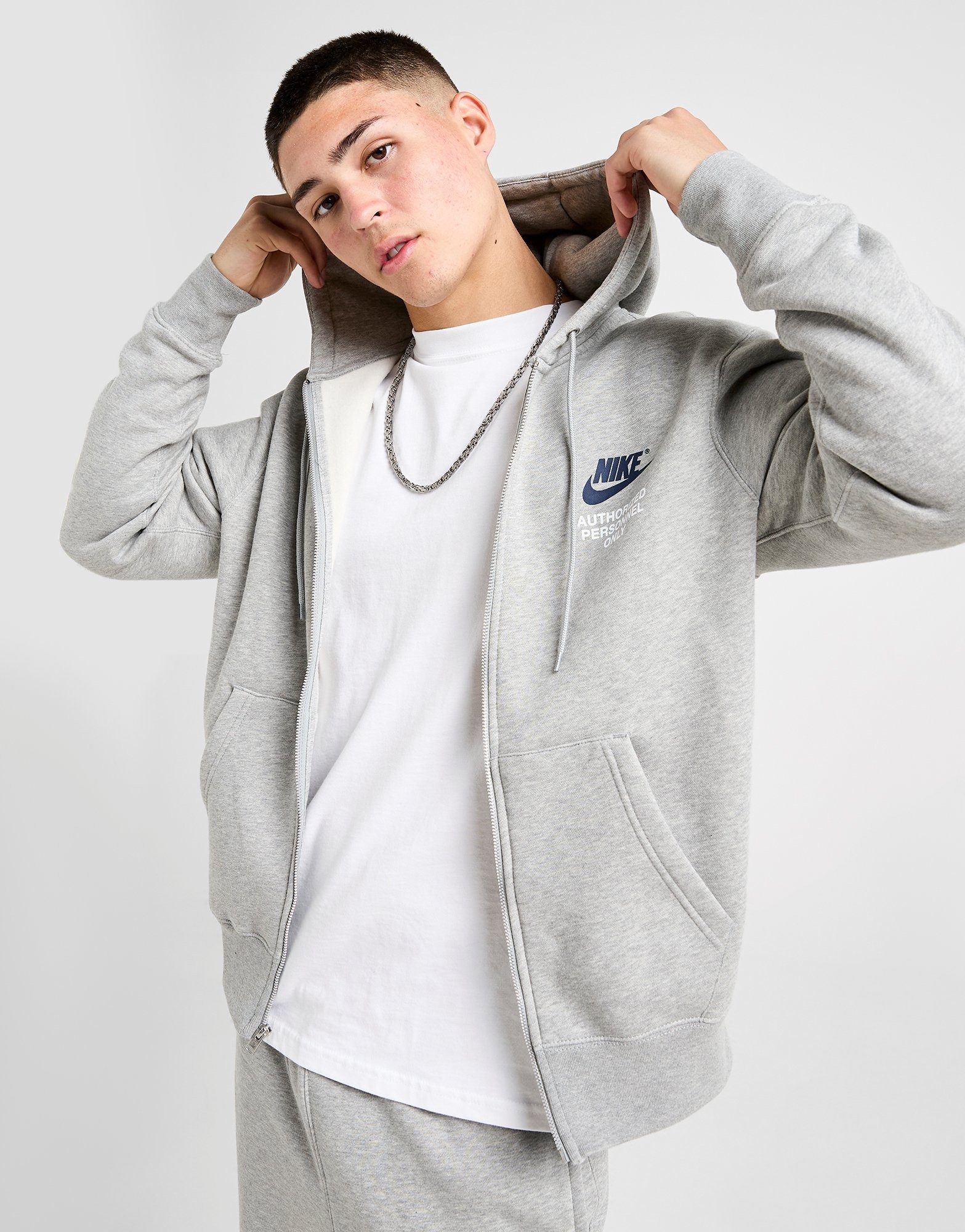 Grey Nike Authorised Full Zip Hoodie - JD Sports Global
