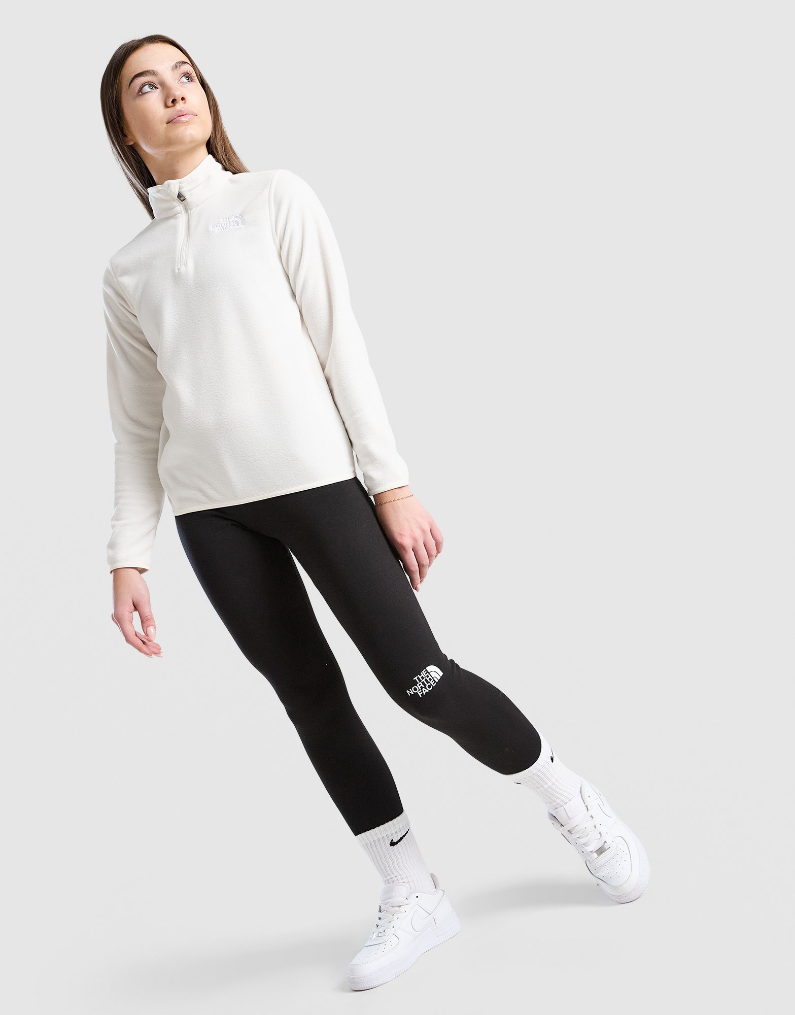 White The North Face Girls' Glacier 1/2 Zip Fleece Junior - JD