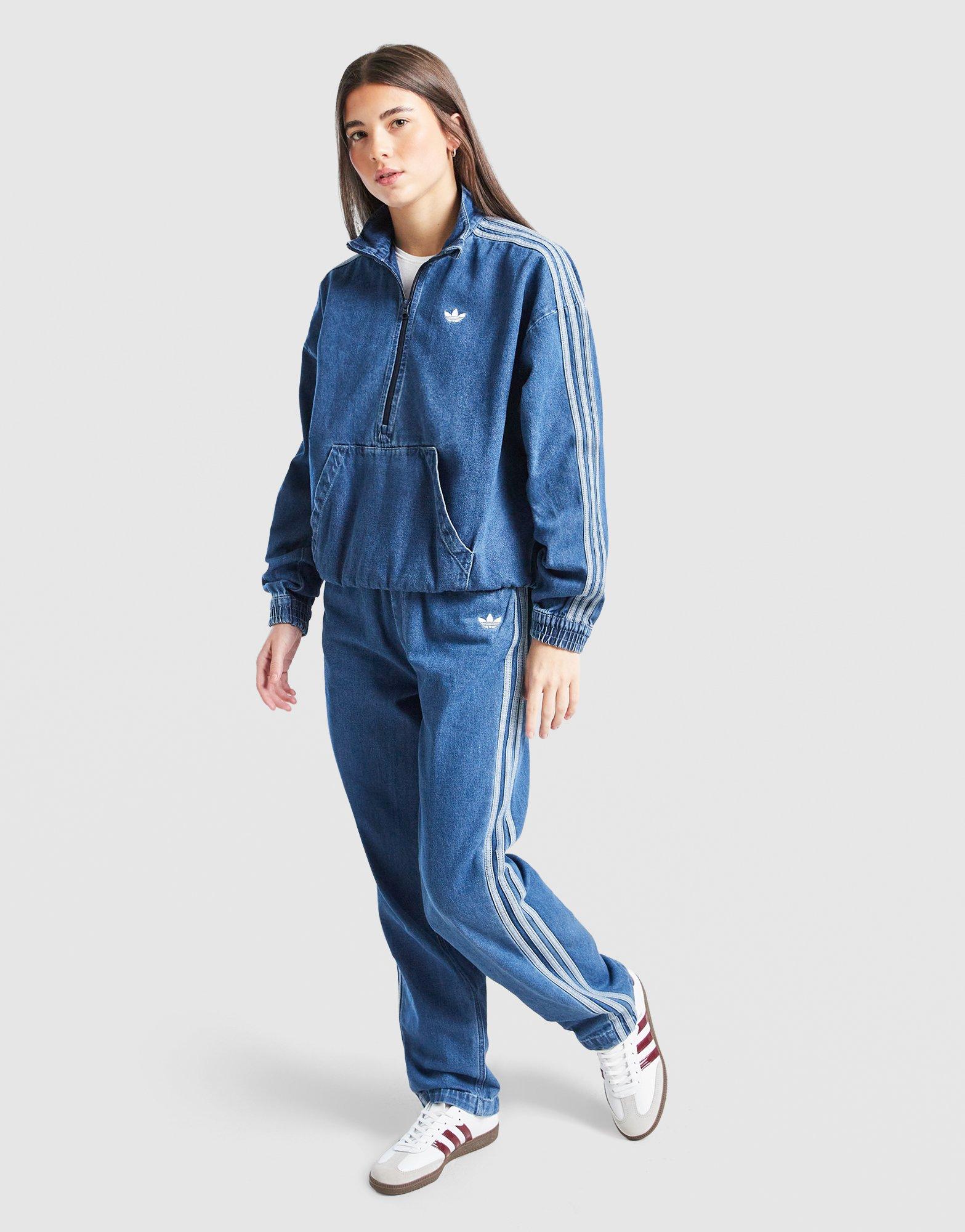 adidas Originals Girls' Denim 1/4 Zip Track Top Junior