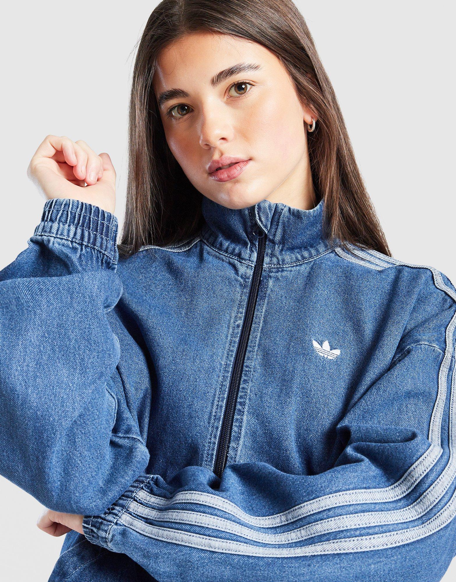 adidas Originals Girls' Denim 1/4 Zip Track Top Junior