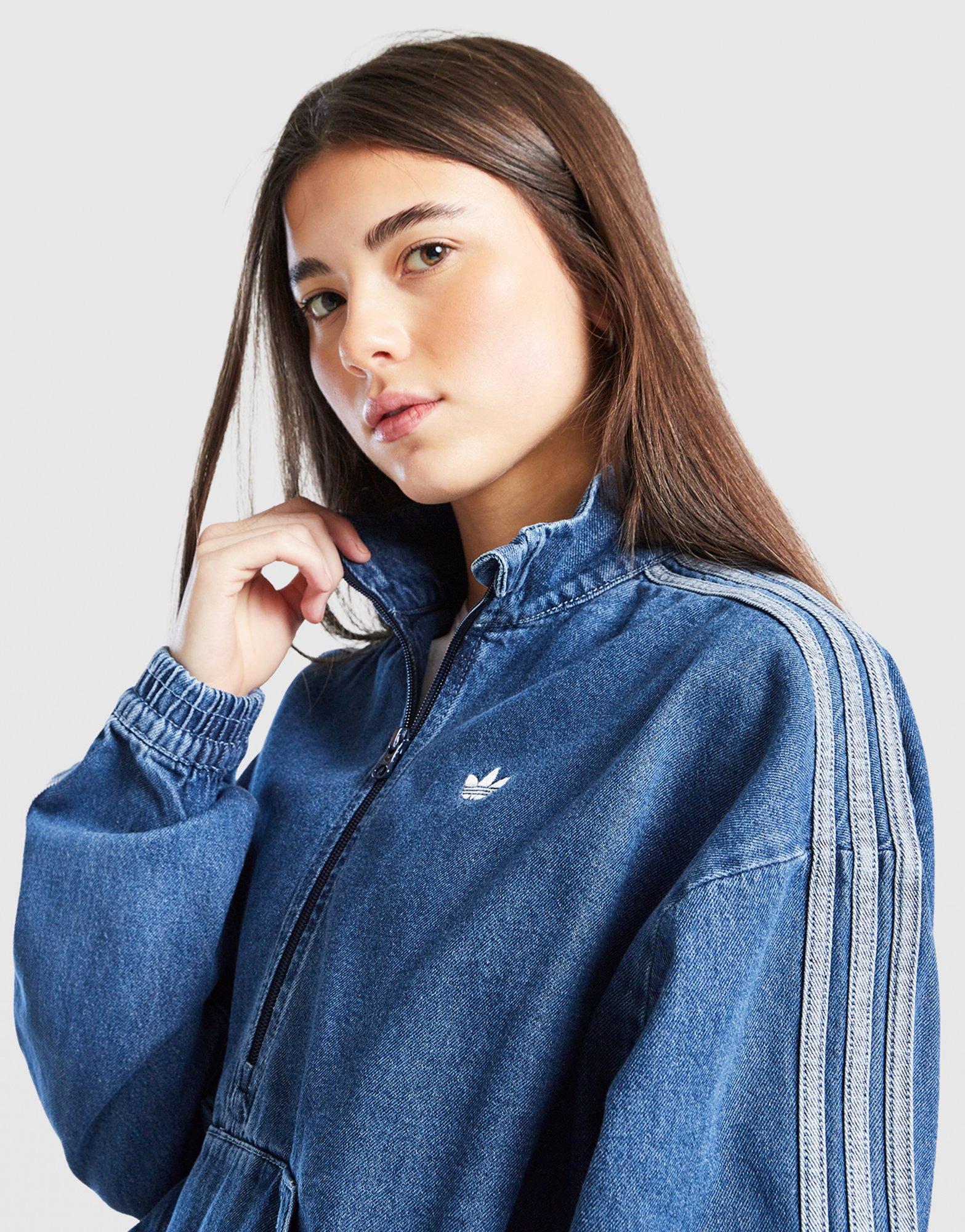 adidas Originals Girls' Denim 1/4 Zip Track Top Junior