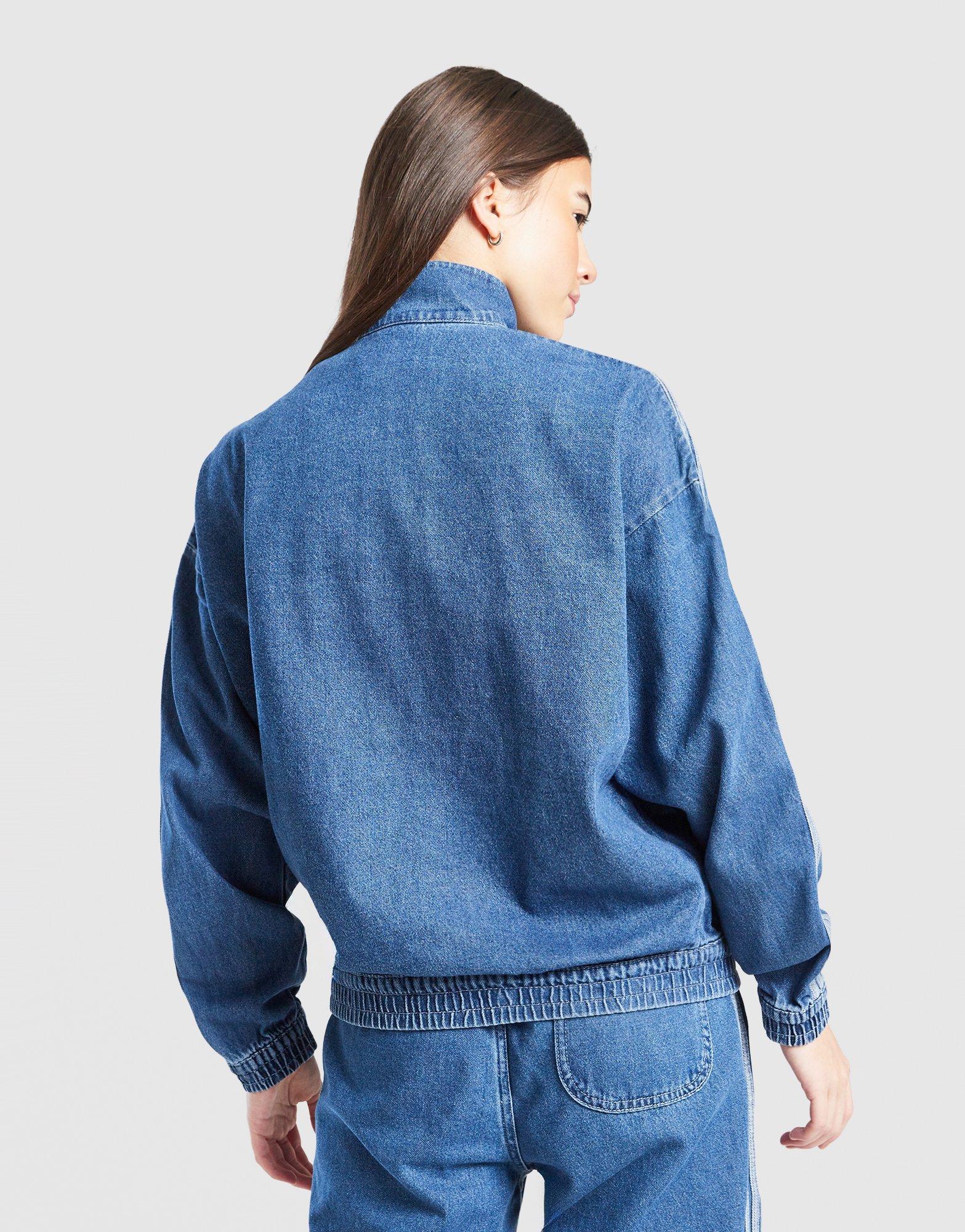 adidas Originals Girls' Denim 1/4 Zip Track Top Junior