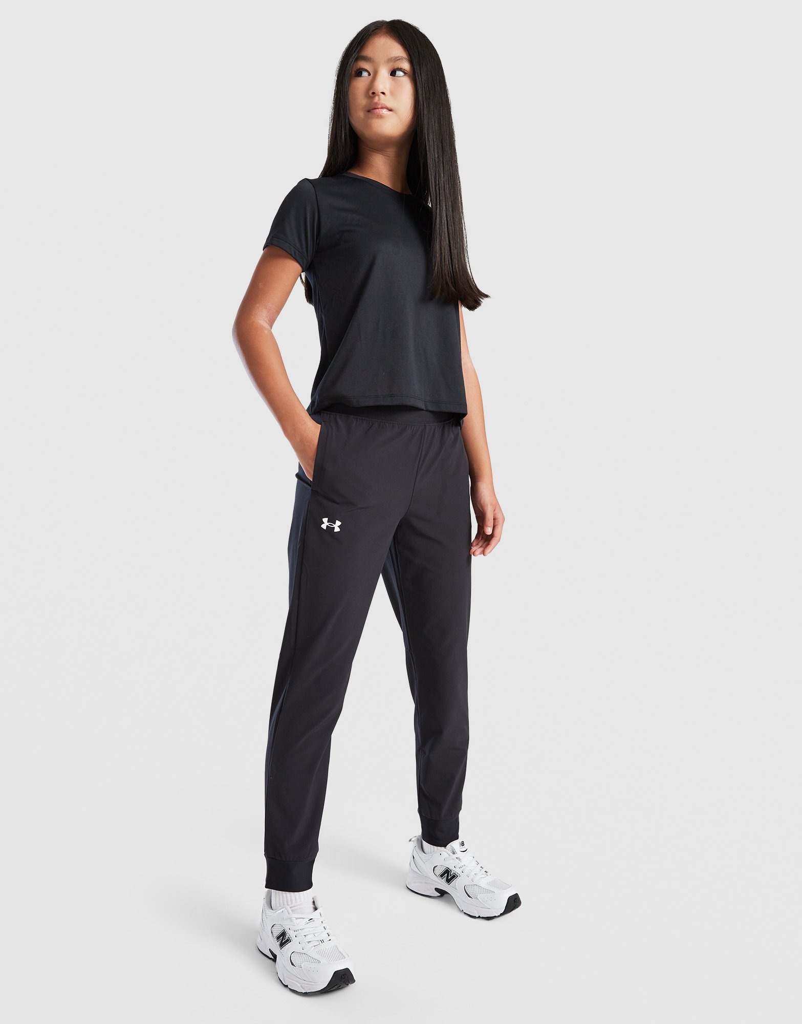 Black Under Armour Girls' Rival Woven Track Pants Junior