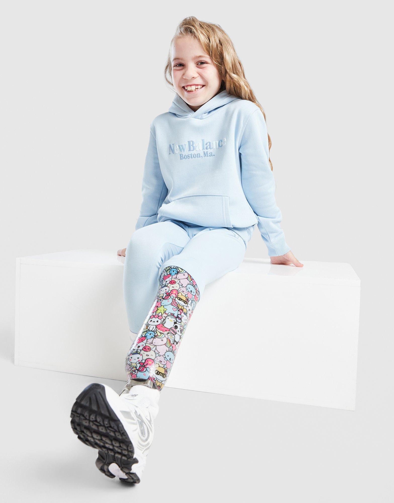 New Balance Girls' Tonal Graphic Completo Felpa/Leggings Bambino