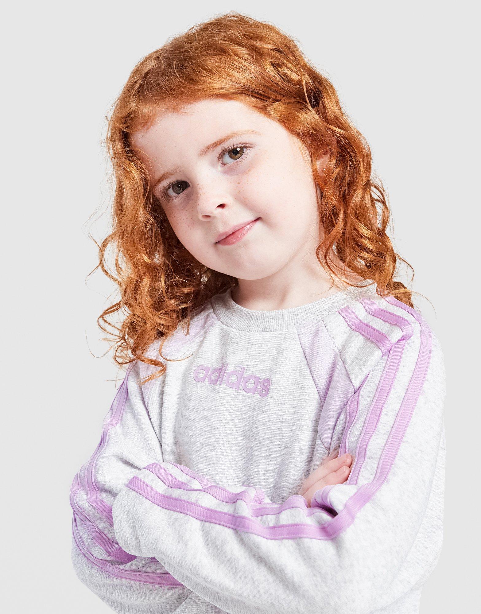 adidas Girls' Colour Block Linear Crew Tracksuit Children