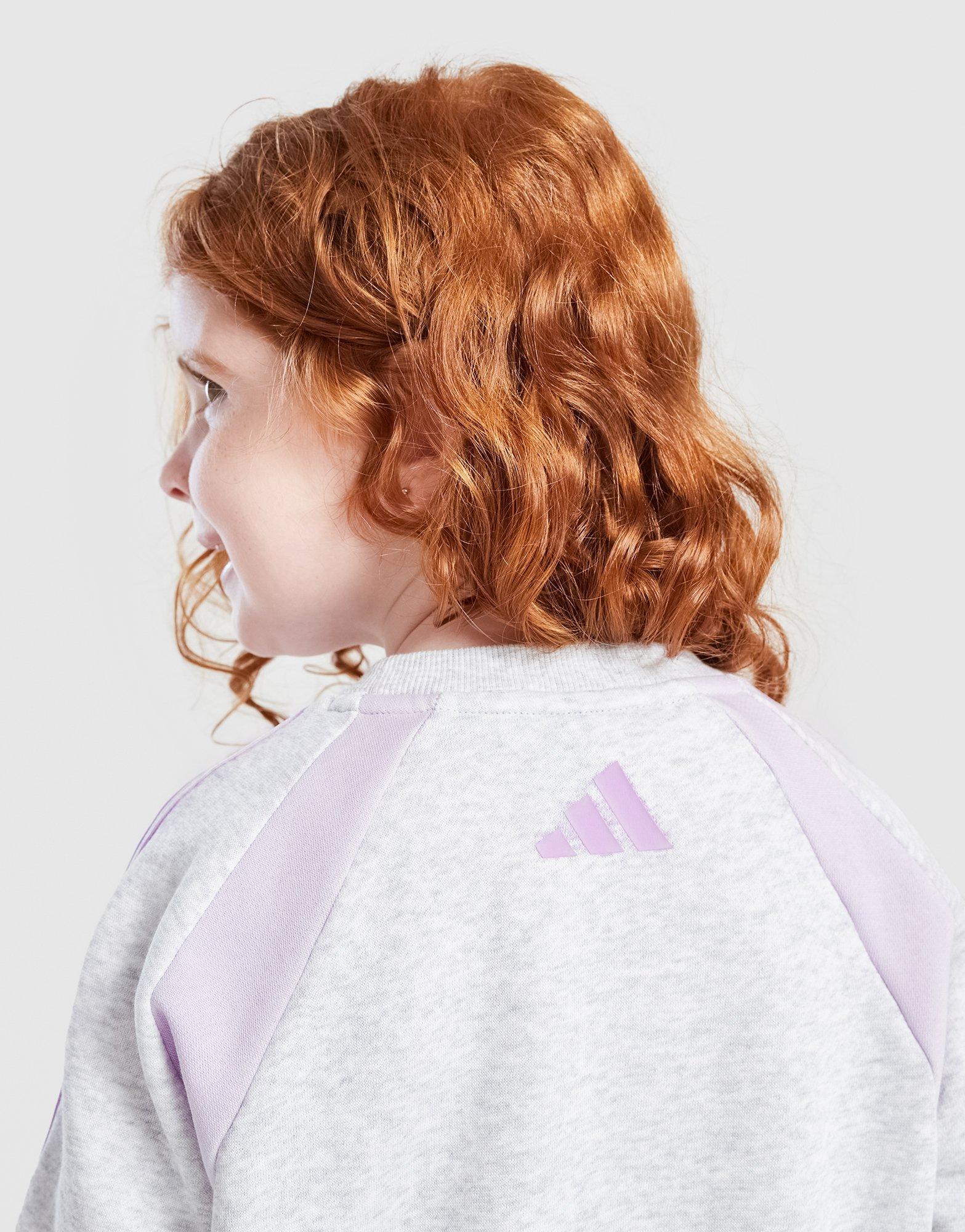 adidas Girls' Colour Block Linear Crew Tracksuit Children