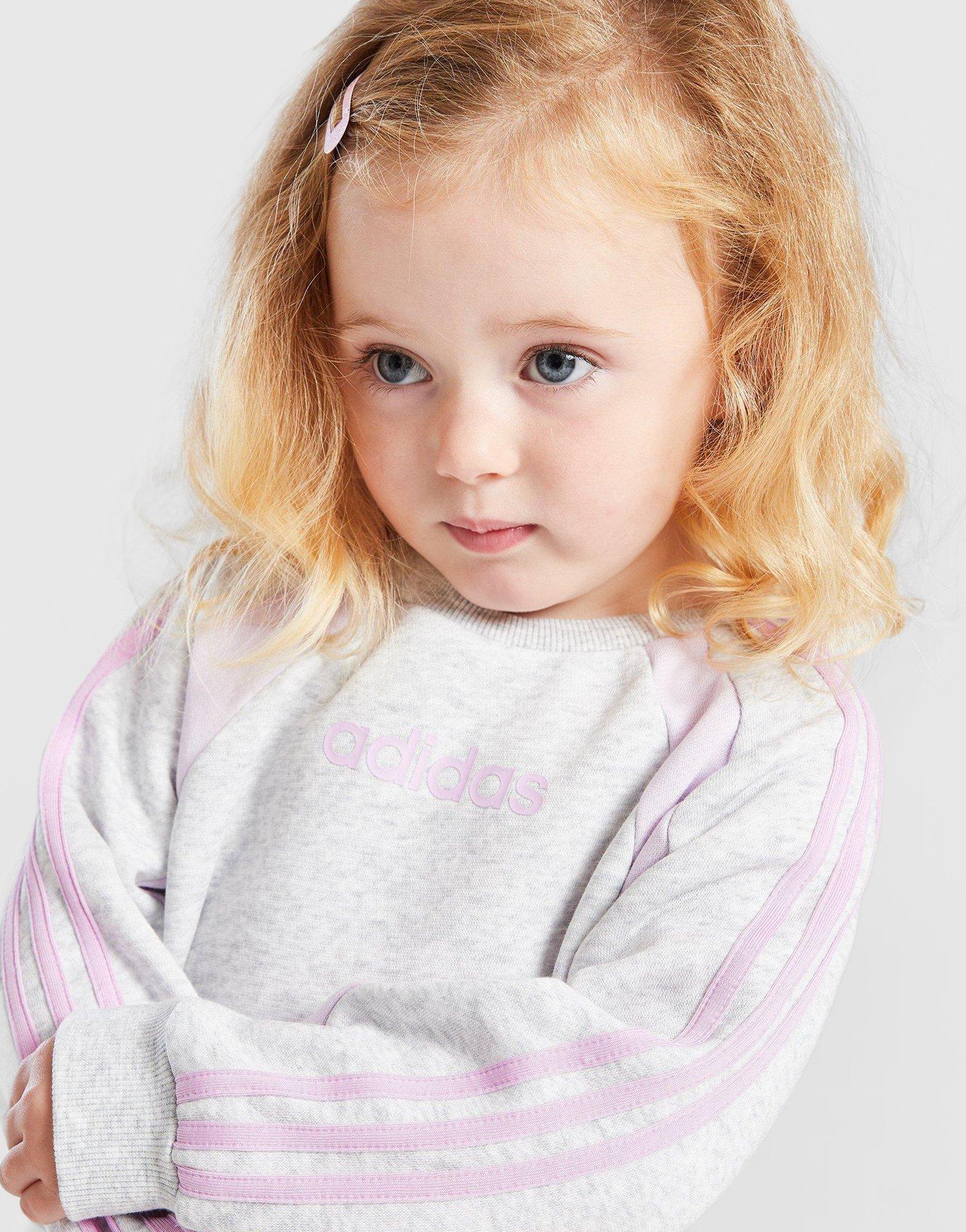 adidas Originals Girls' Colour Block Linear Crew Tracksuit Infant