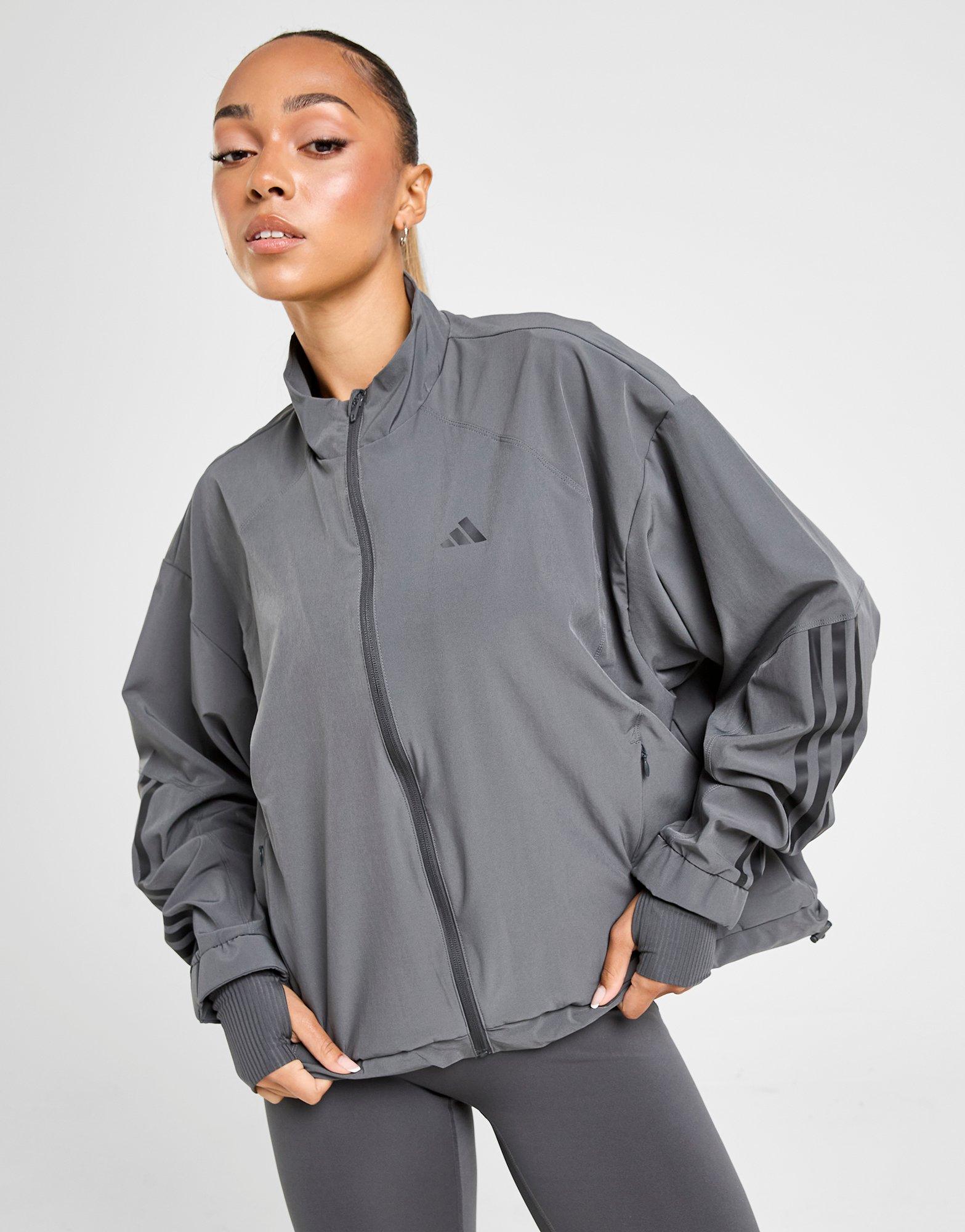Grey adidas Hyperglam Ribbed Windbreaker - JD Sports Global