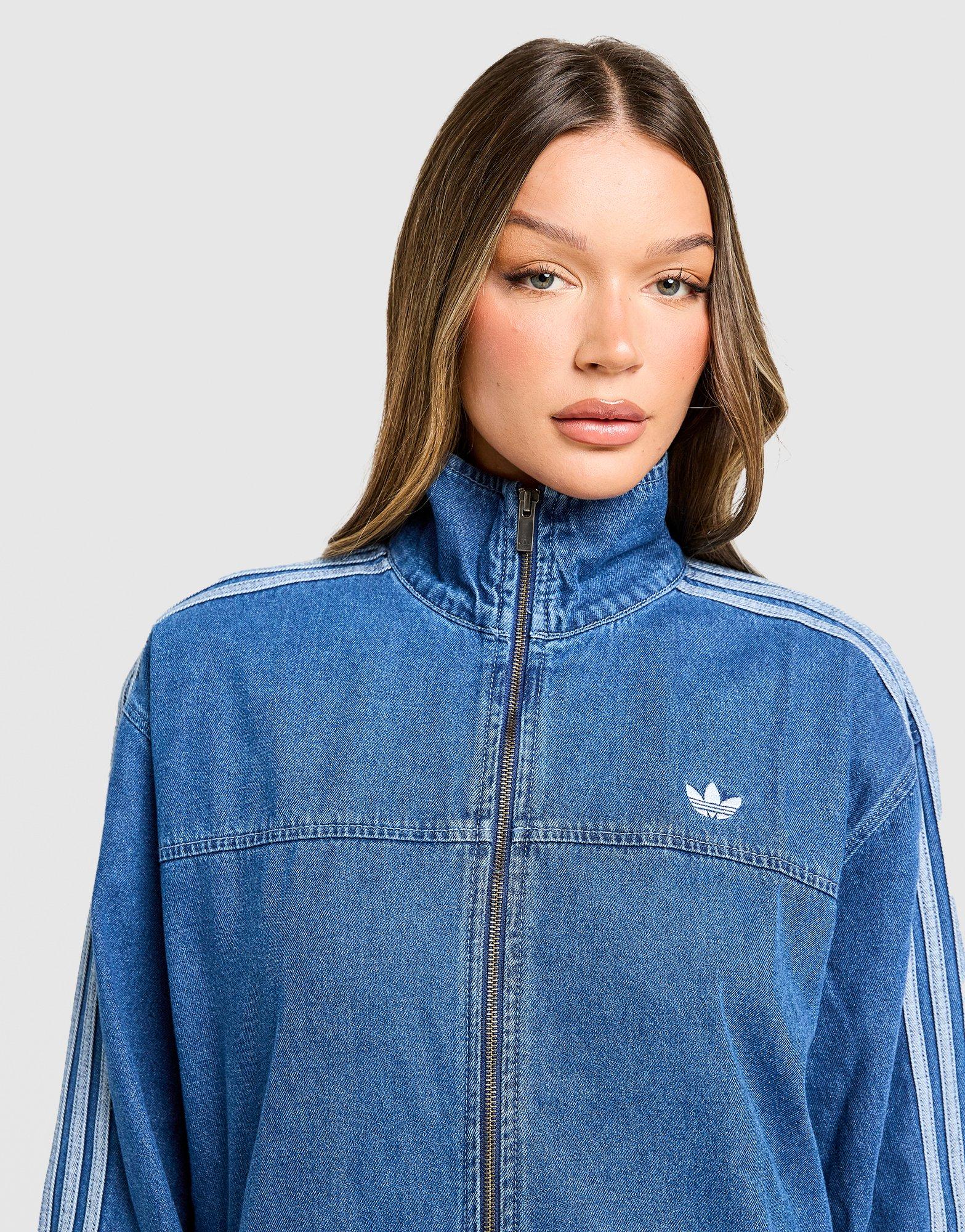 Blue adidas Originals Oversized Denim Firebird Track Top