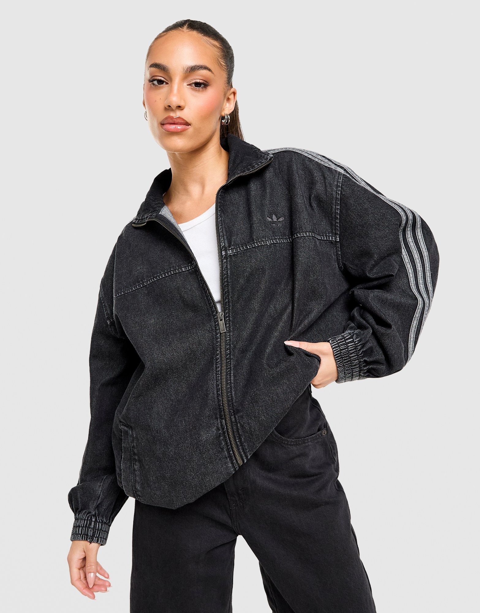 adidas Originals Veste de survêtement oversize en jean Firebird Bleu- JD Sports France