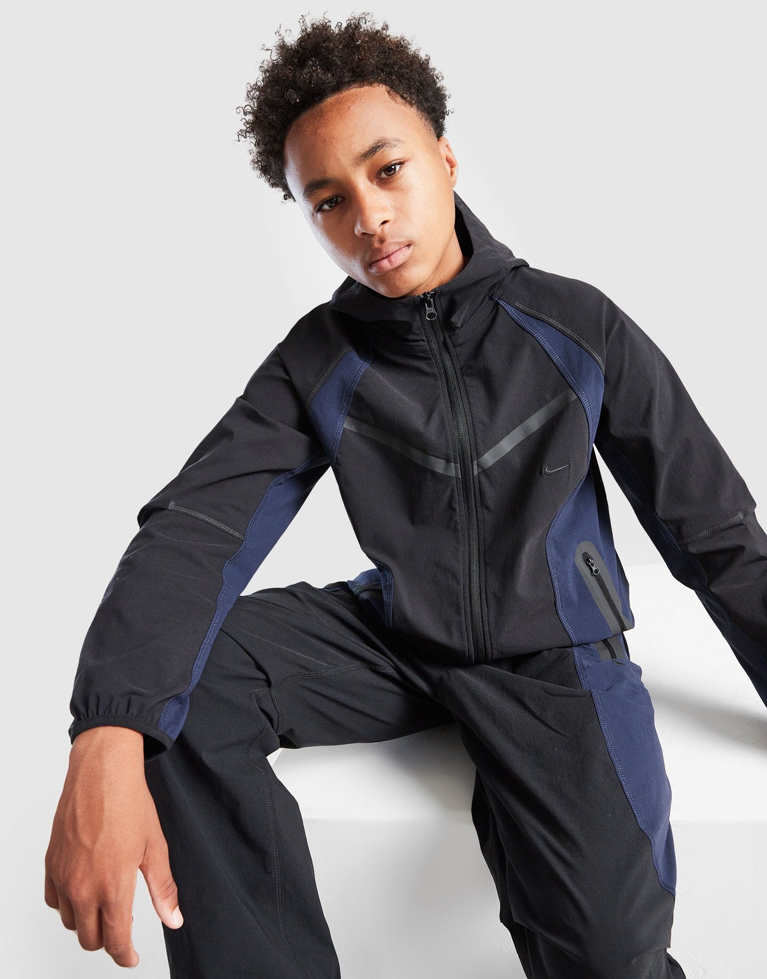 Black Nike Tech Woven Full Zip Colour Block Jacket Junior JD Sports Global