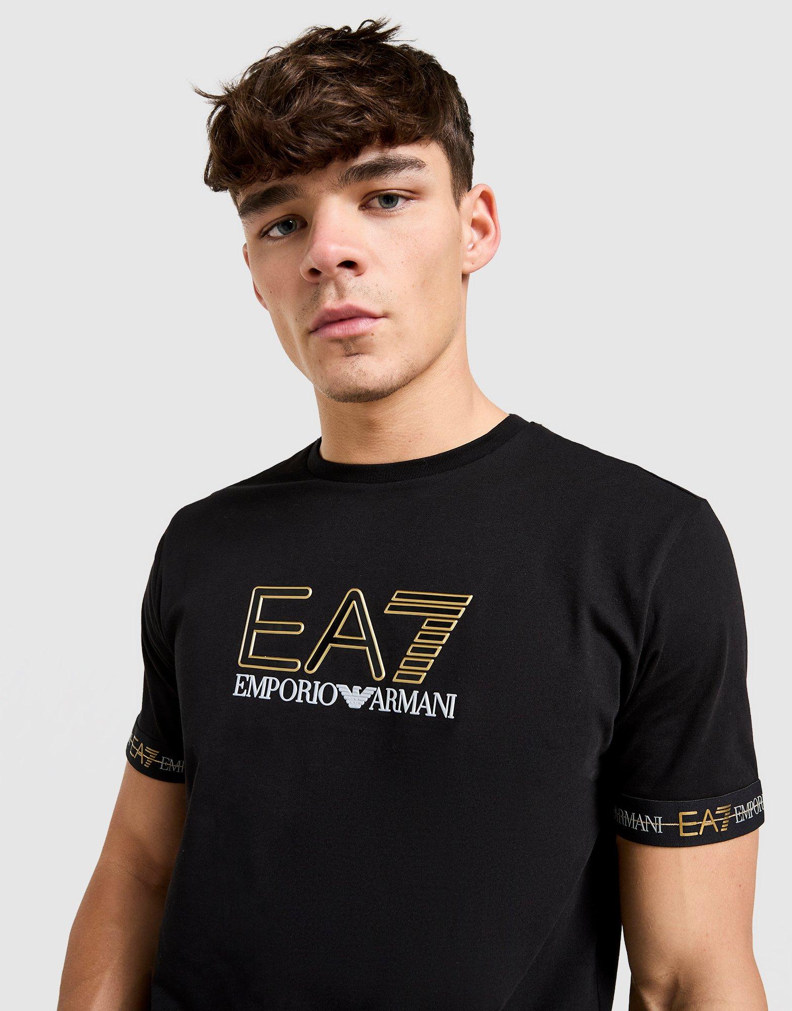 Black EA7 Emporio Armani Tape Large Logo T-Shirt - JD Sports