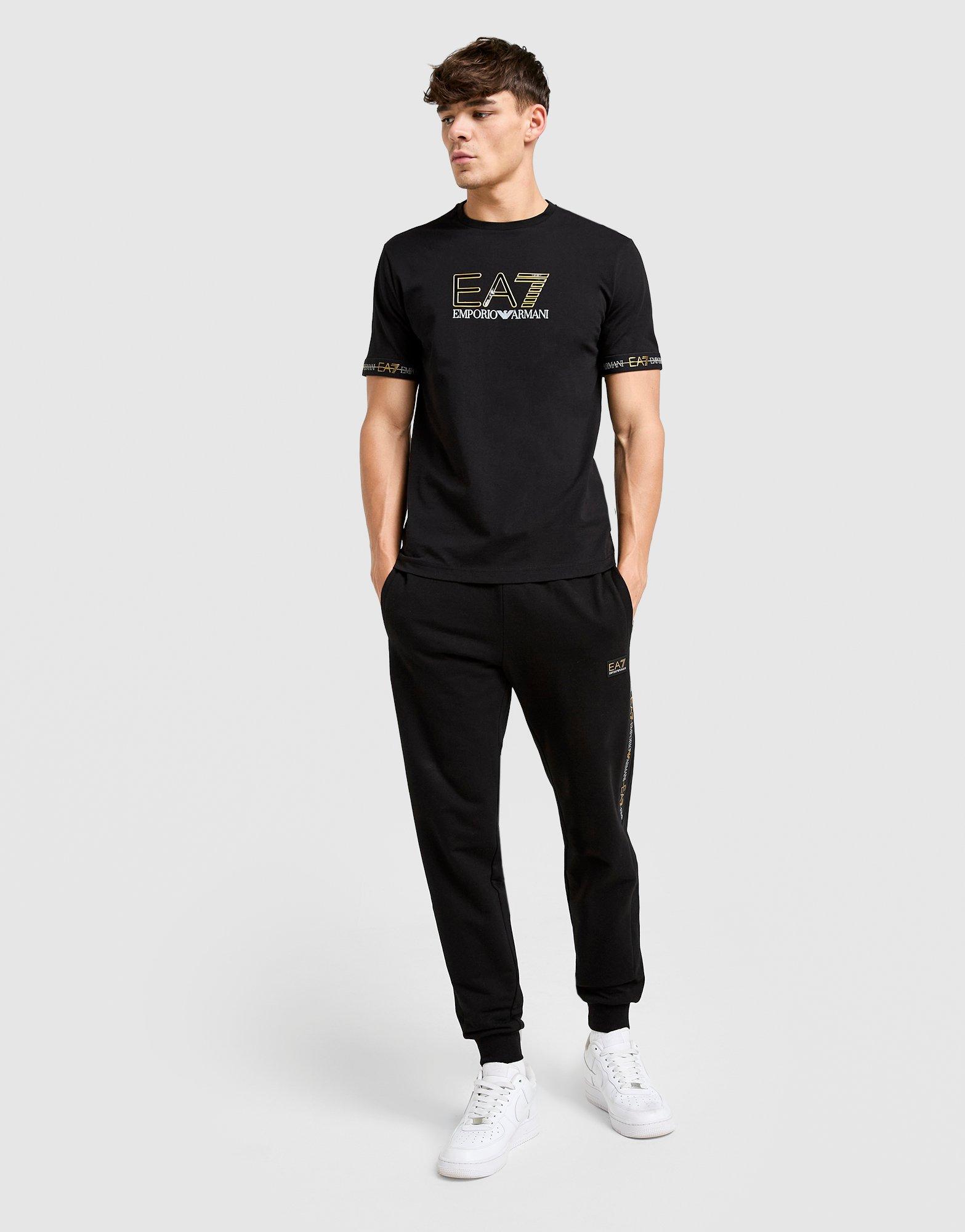 Black EA7 Emporio Armani Tape Large Logo T-Shirt - JD Sports