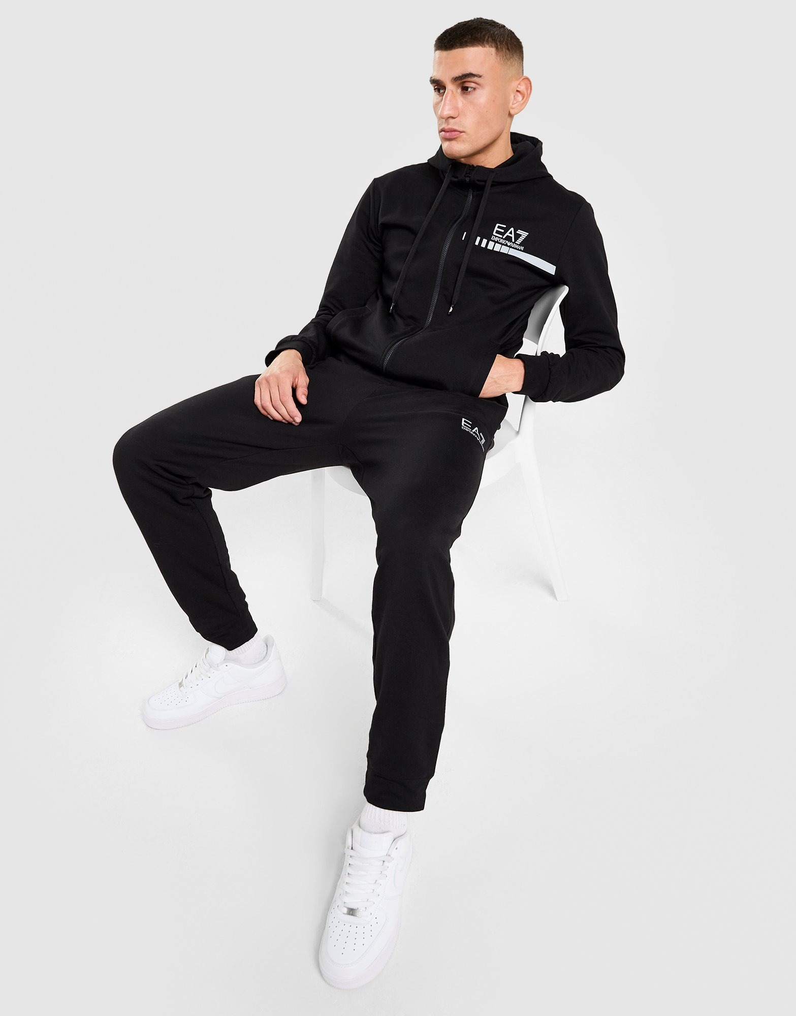 Black EA7 Emporio Armani Reflective Stripe Tracksuit - JD Sports