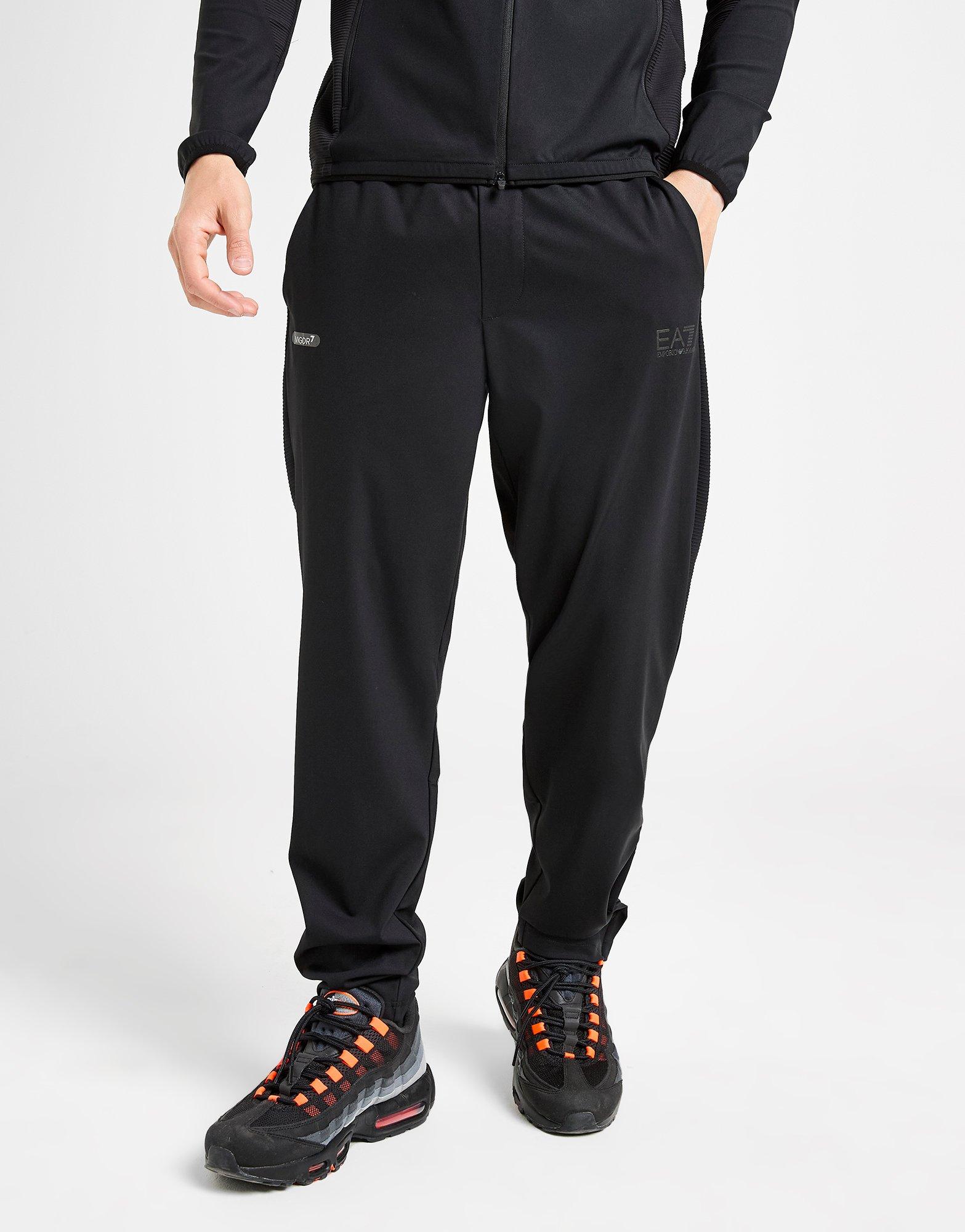 Black EA7 Emporio Armani Interlock Vigor Track Pants - JD